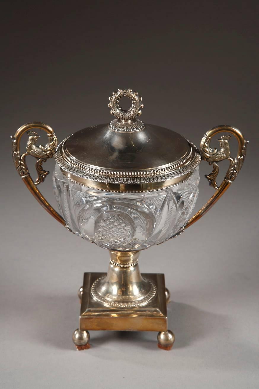19th Century Cut Crystal and Silver Candy Dish, Signed Dupré For Sale 2