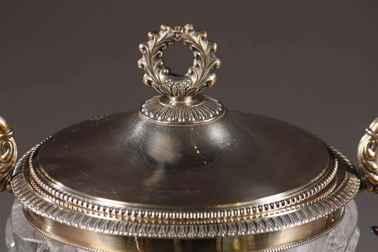 19th Century Cut Crystal and Silver Candy Dish, Signed Dupré For Sale 4