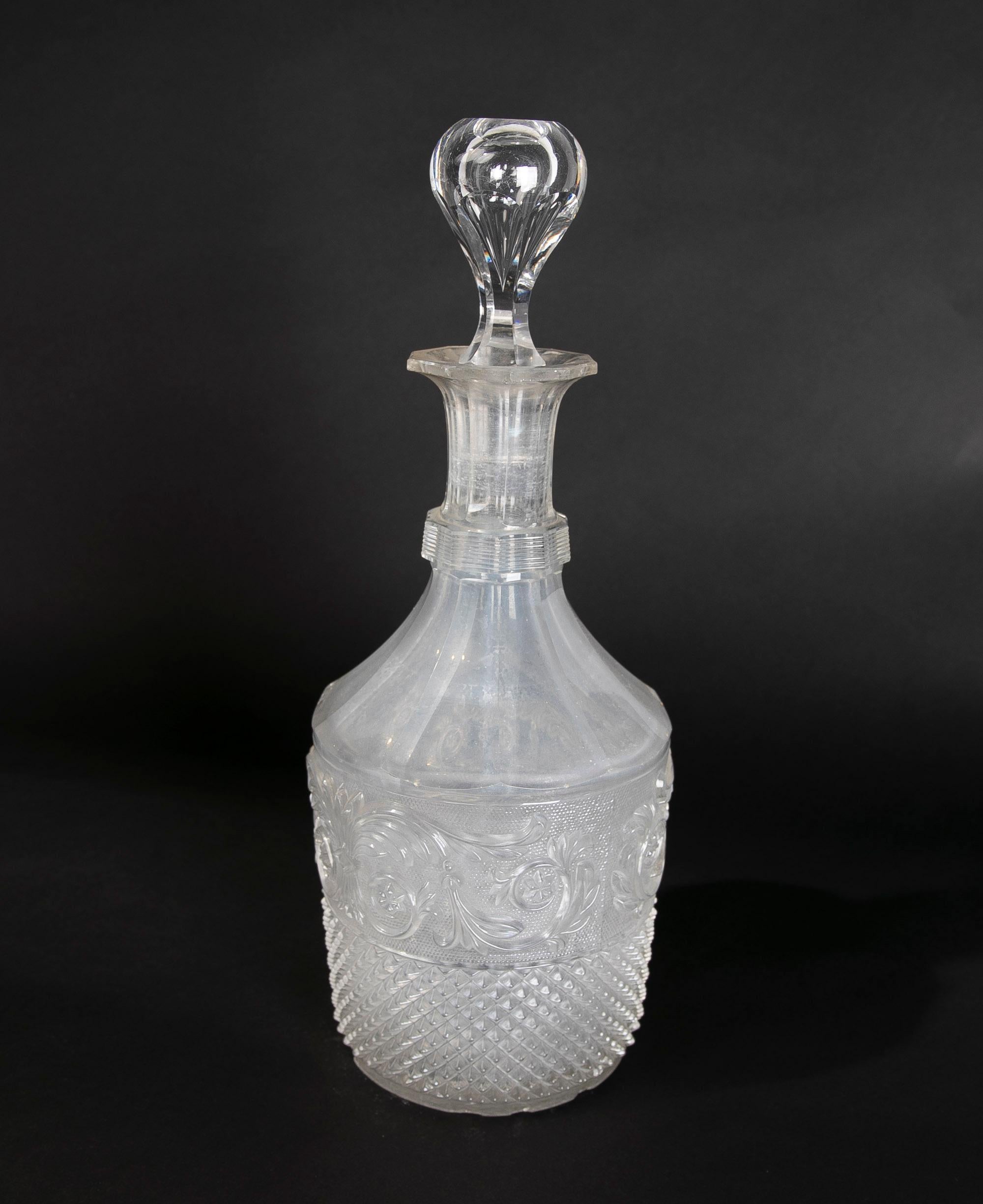 Spanish 19th Century Cut Crystal Apothecary Bottle with Stopper For Sale