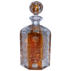 Antique 19th Century Cut Glass Bourbon Bottle with Lid