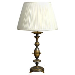 19th Century Cut Steel and Gilded Steel Lamp Base
