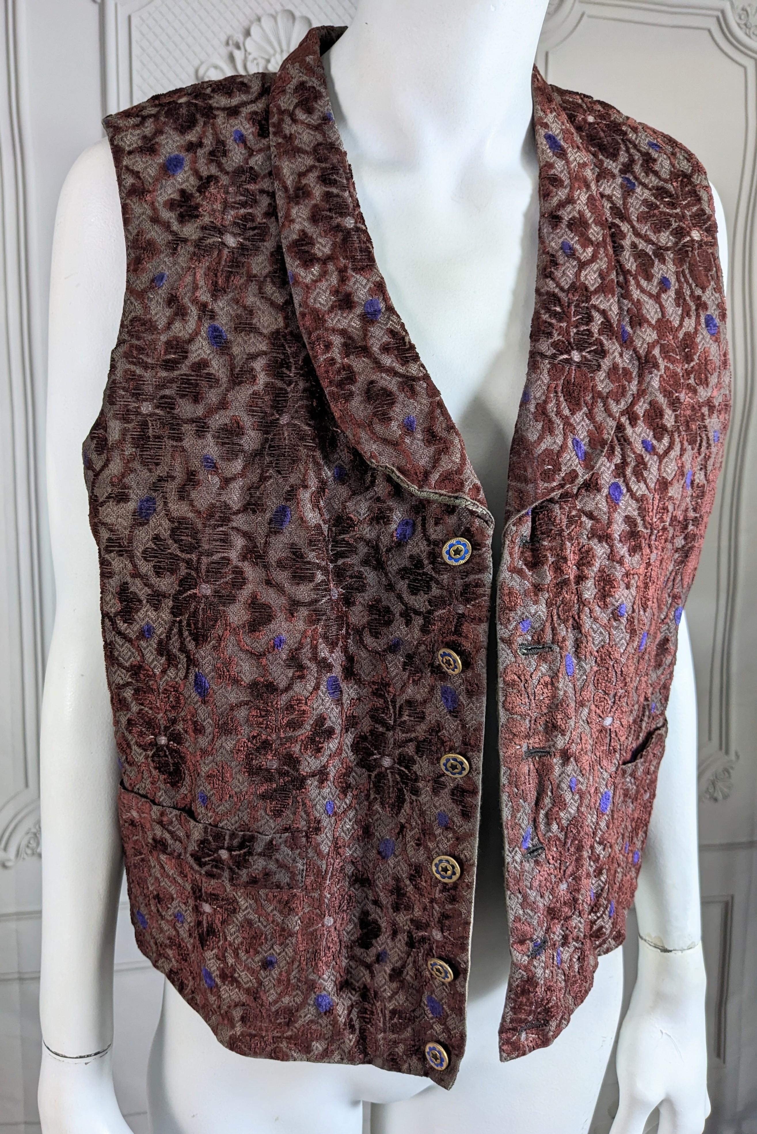 19th Century Cut Velvet Brocade Vest For Sale 1