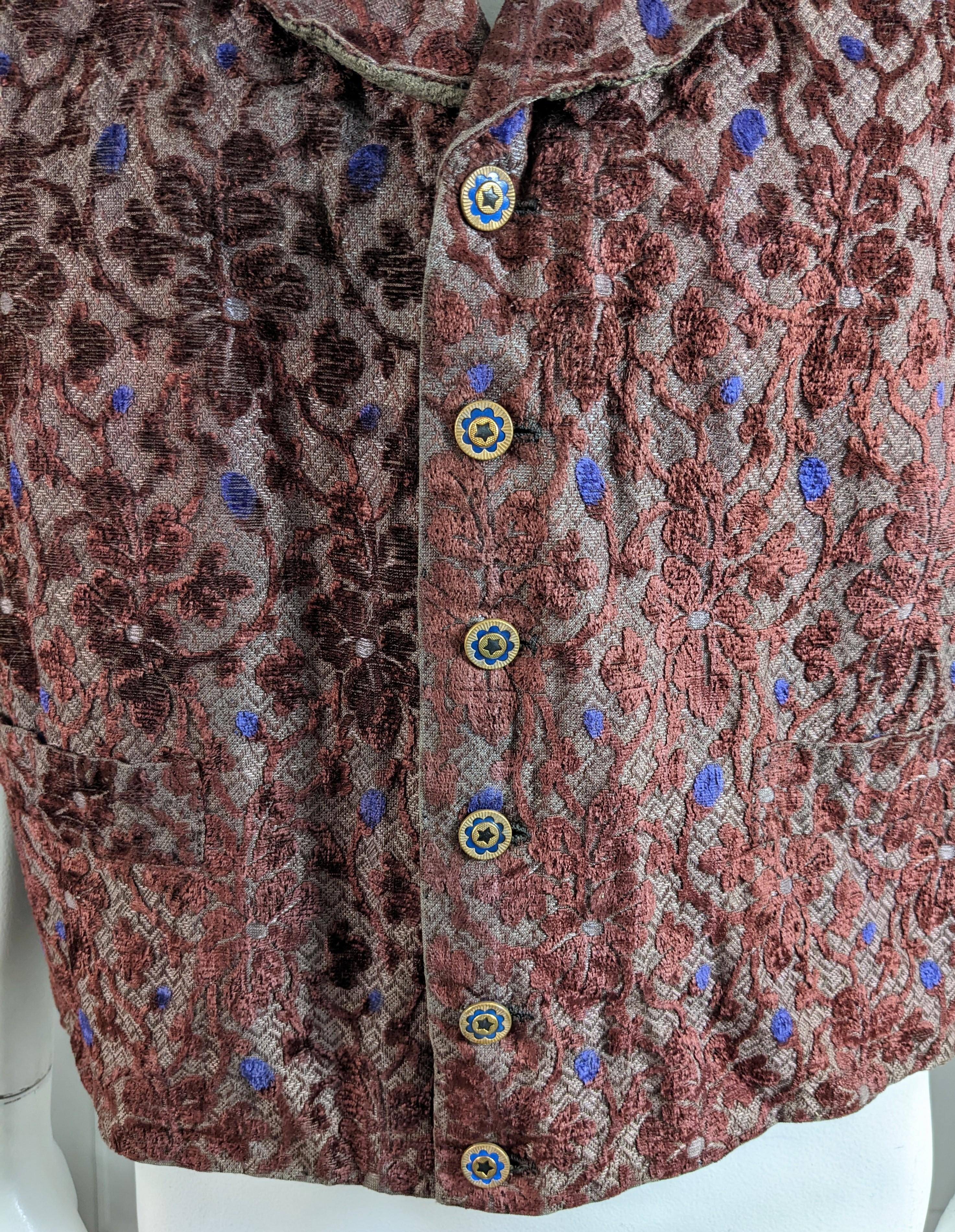 19th Century Cut Velvet Brocade Vest For Sale 2