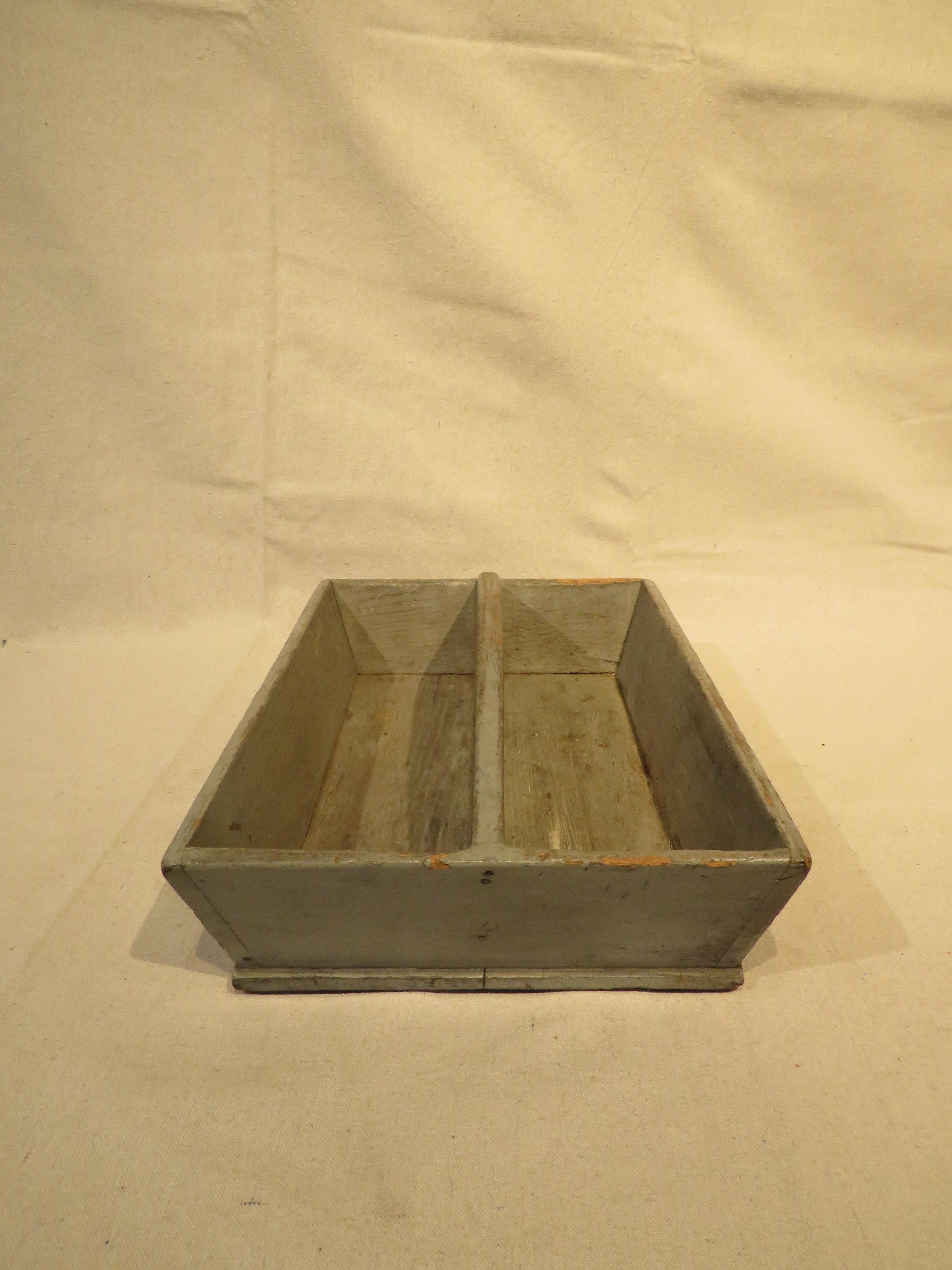 19th Century Cutlery Tray in Old Blue Paint For Sale 1