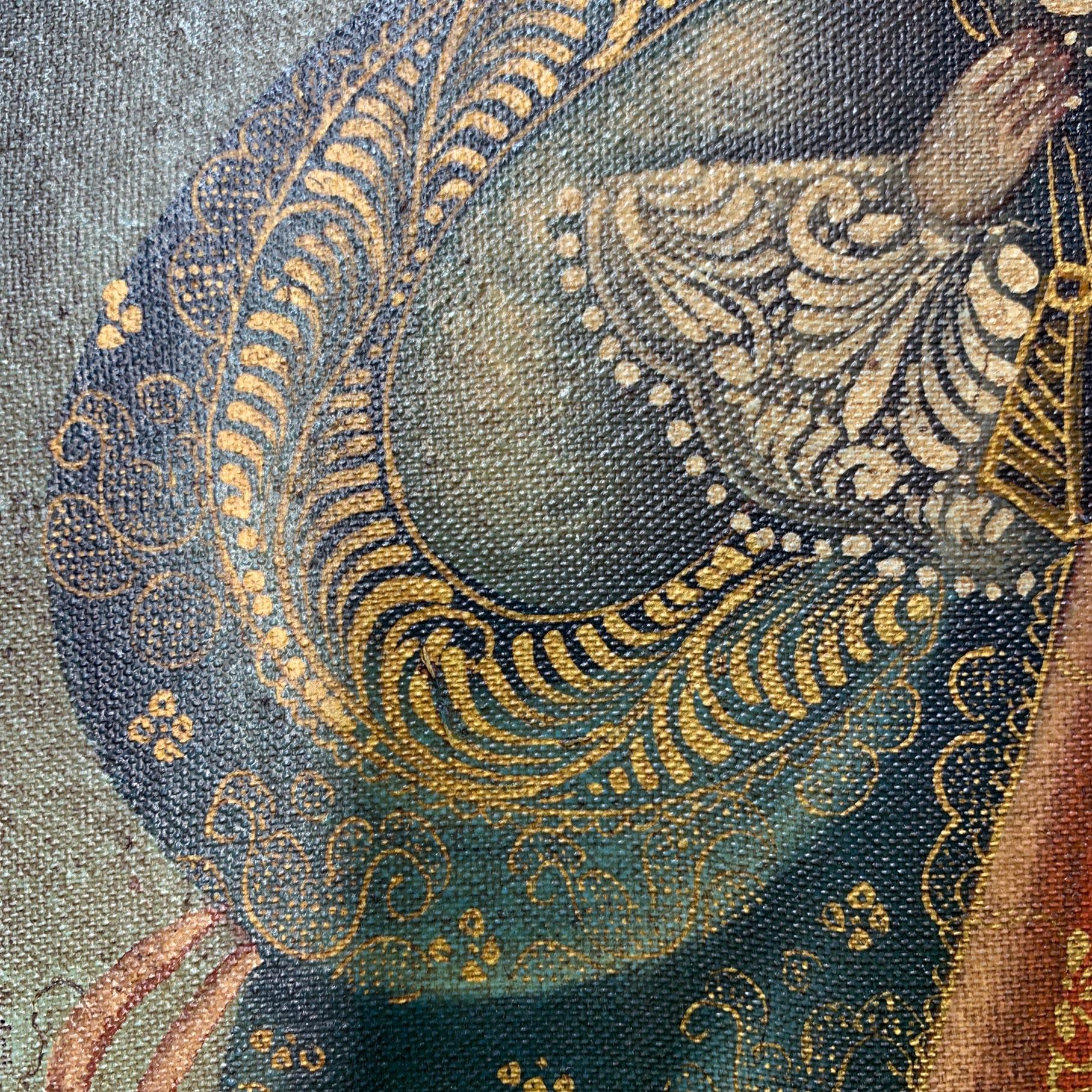 Siglo XIX Óleo sobre lienzo de la Escuela Cuzqueña Arcángel Miguel Pintado a mano en venta