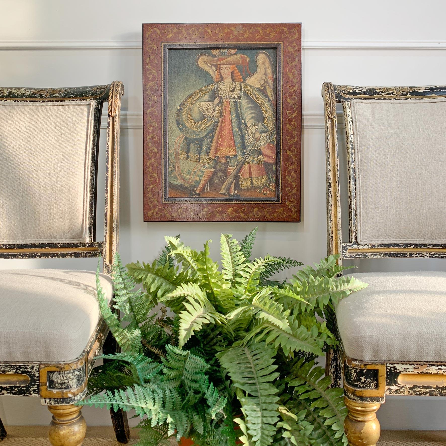 Siglo XIX Óleo sobre lienzo de la Escuela Cuzqueña Arcángel Miguel en Bueno estado para la venta en Hastings, GB