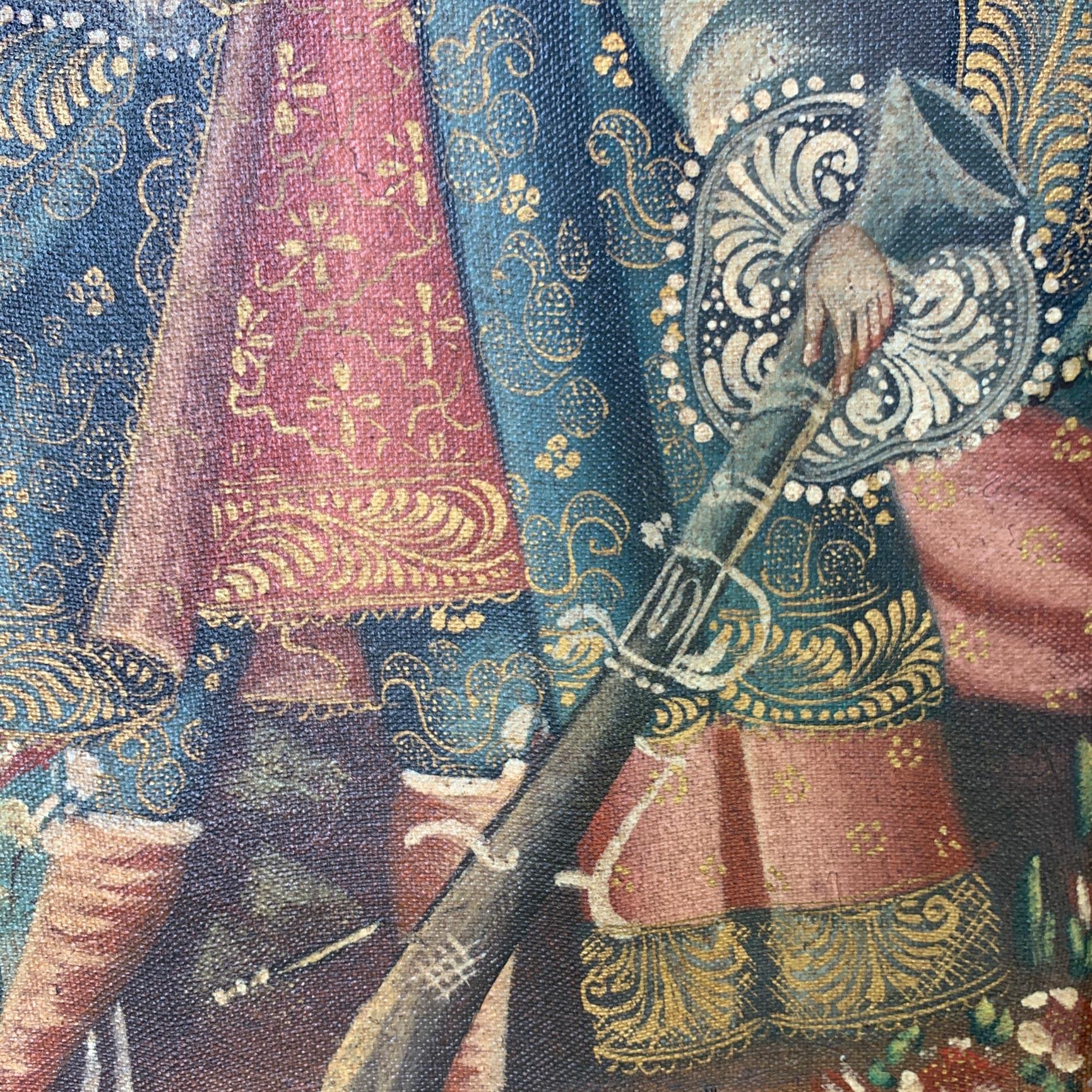 Siglo XIX Óleo sobre lienzo de la Escuela Cuzqueña Arcángel Miguel siglo XIX en venta