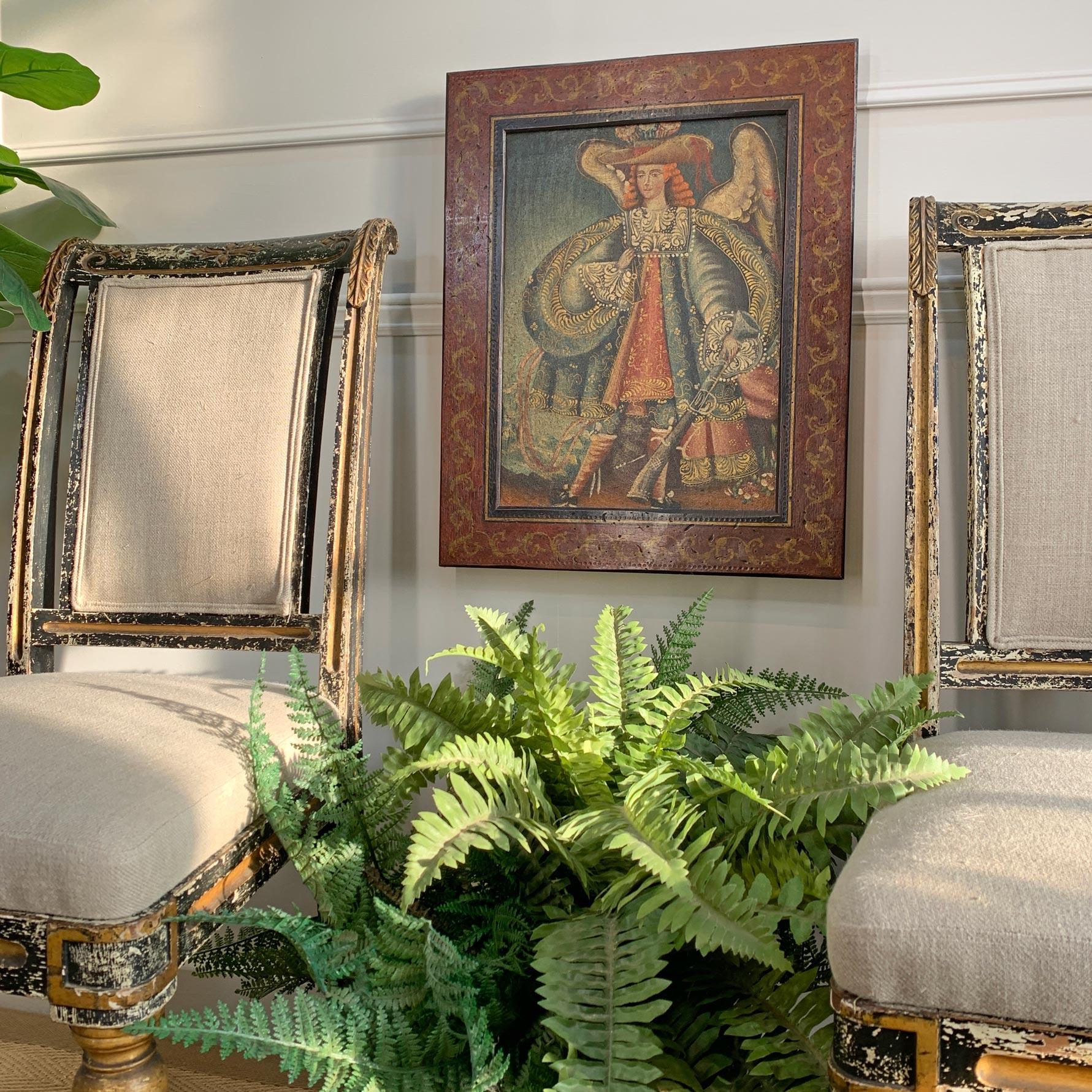 Siglo XIX Óleo sobre lienzo de la Escuela Cuzqueña Arcángel Miguel en venta 1