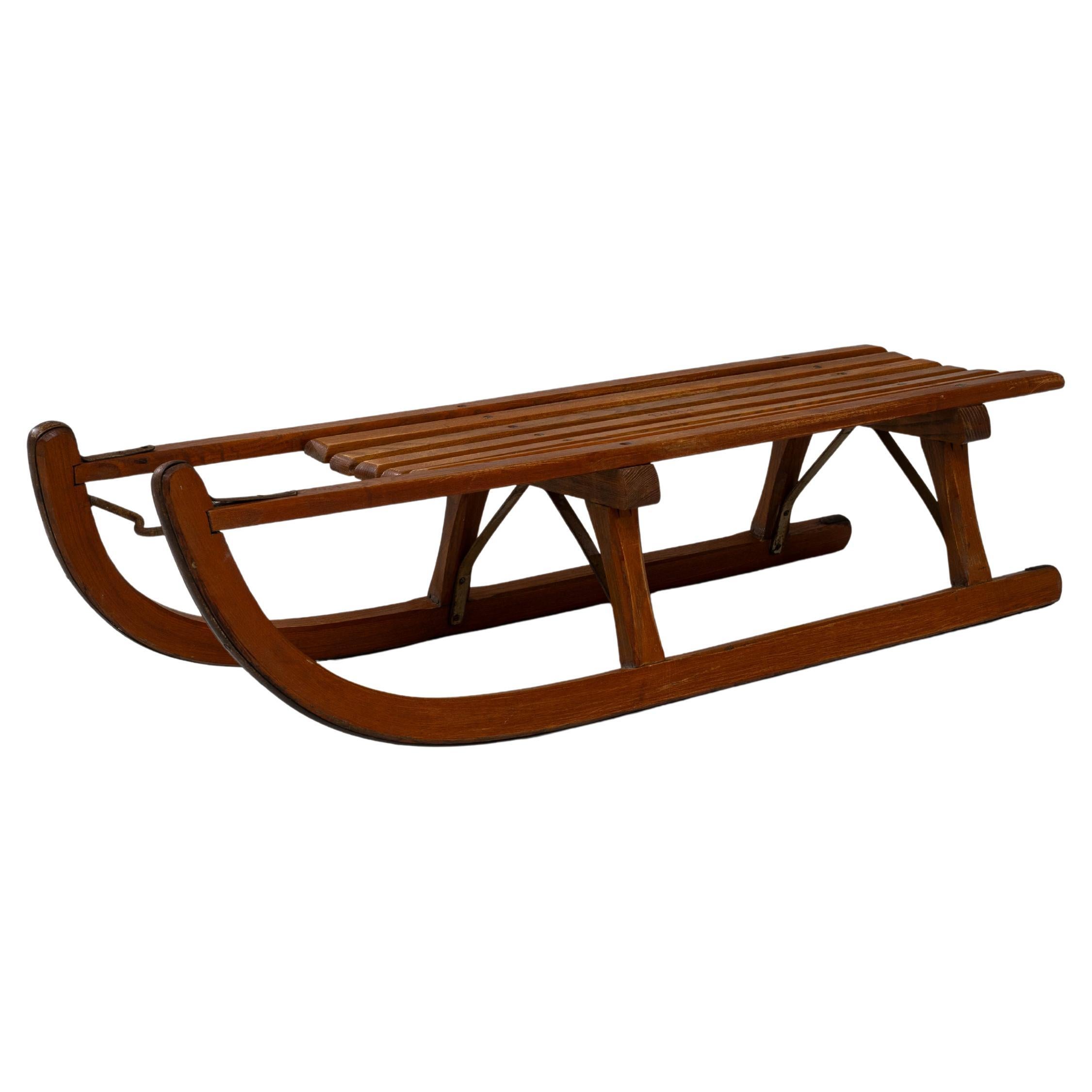 Traîneau en bois courbé tchèque du 19e siècle