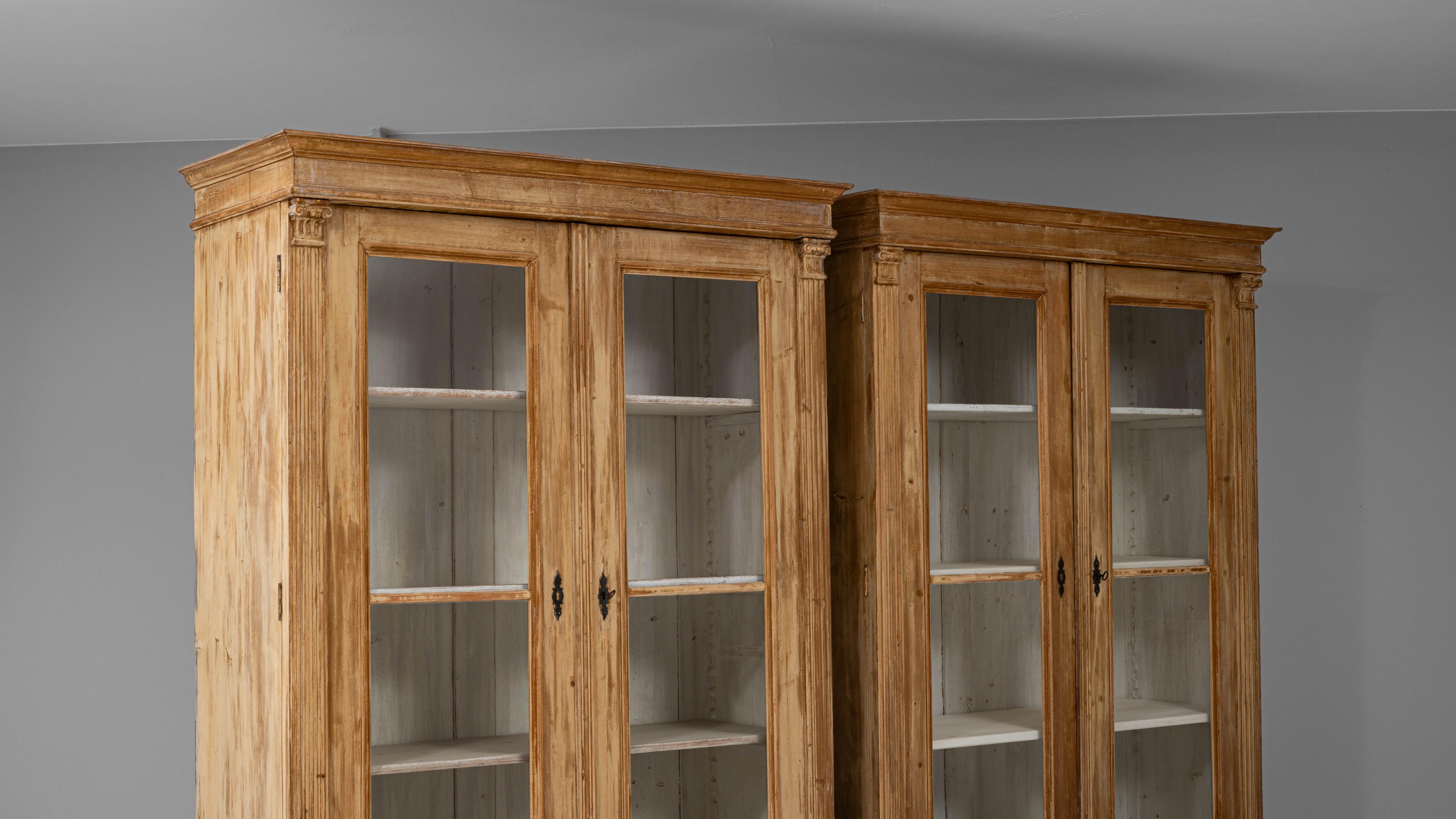 19th Century Czech Pair of Wooden Vitrines in vendita 5