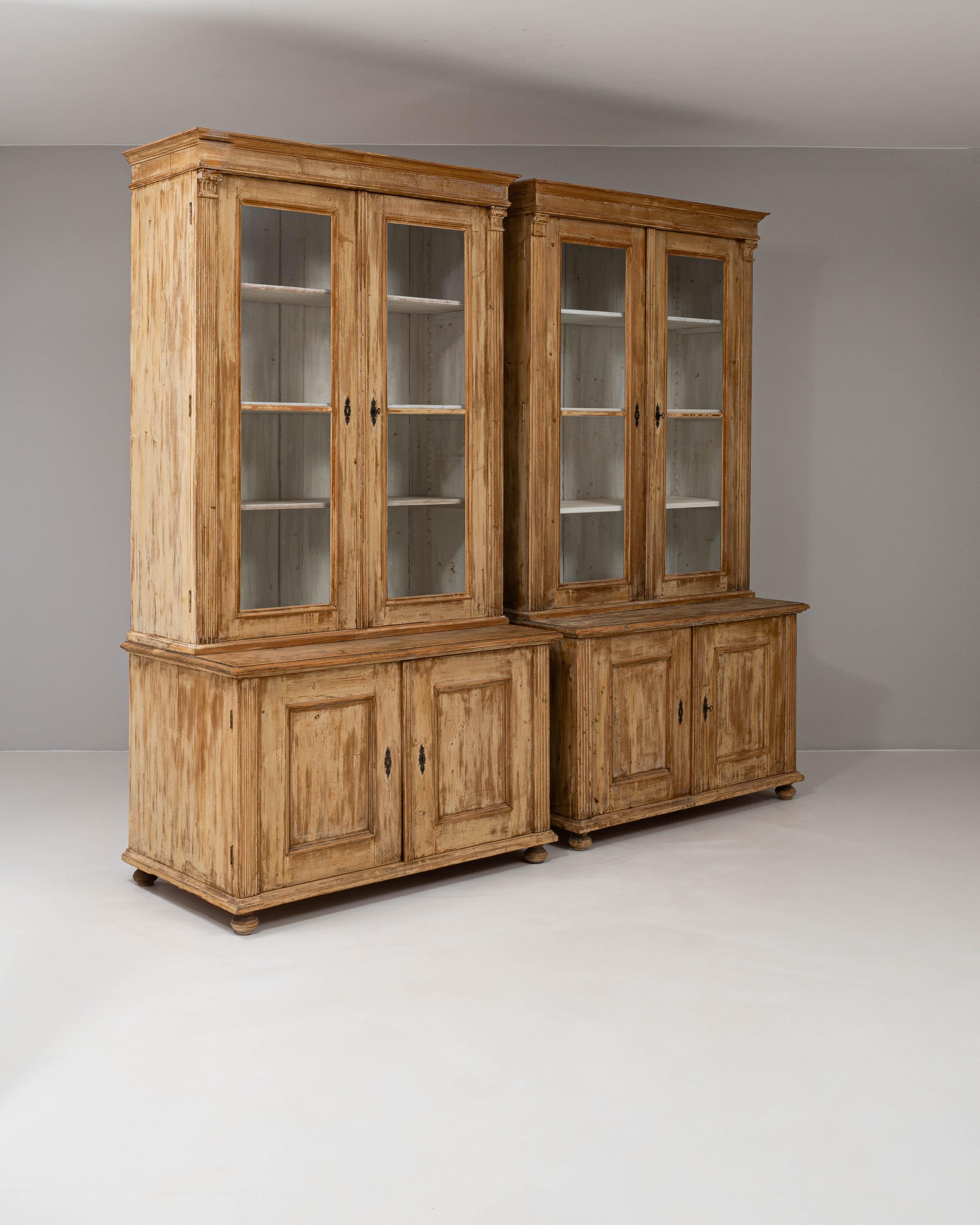 19th Century Czech Pair of Wooden Vitrines in vendita 3