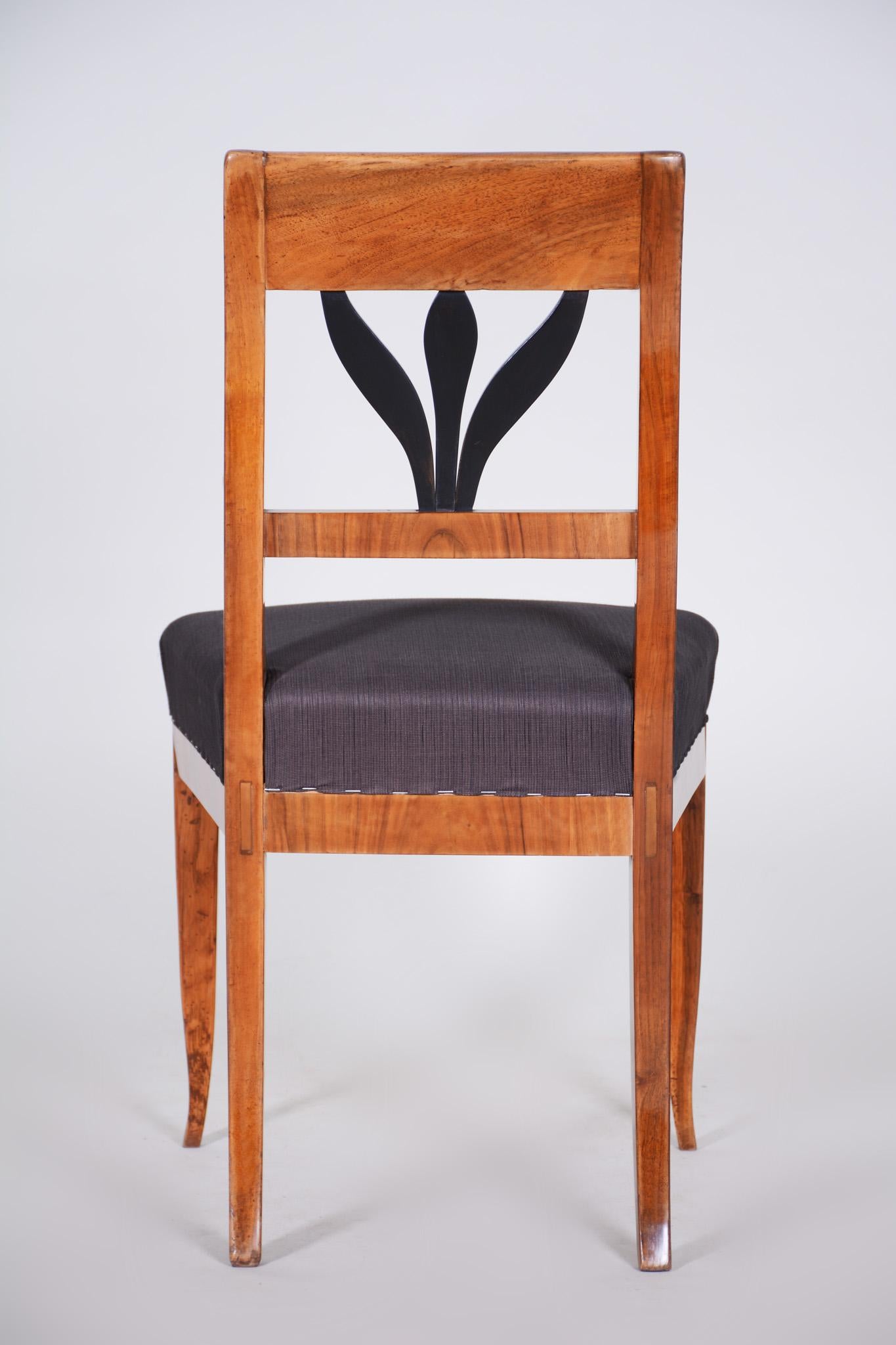 Mid-19th Century 19th Century Czech Walnut Biedermeier Chair, Period 1830-1839, Restored