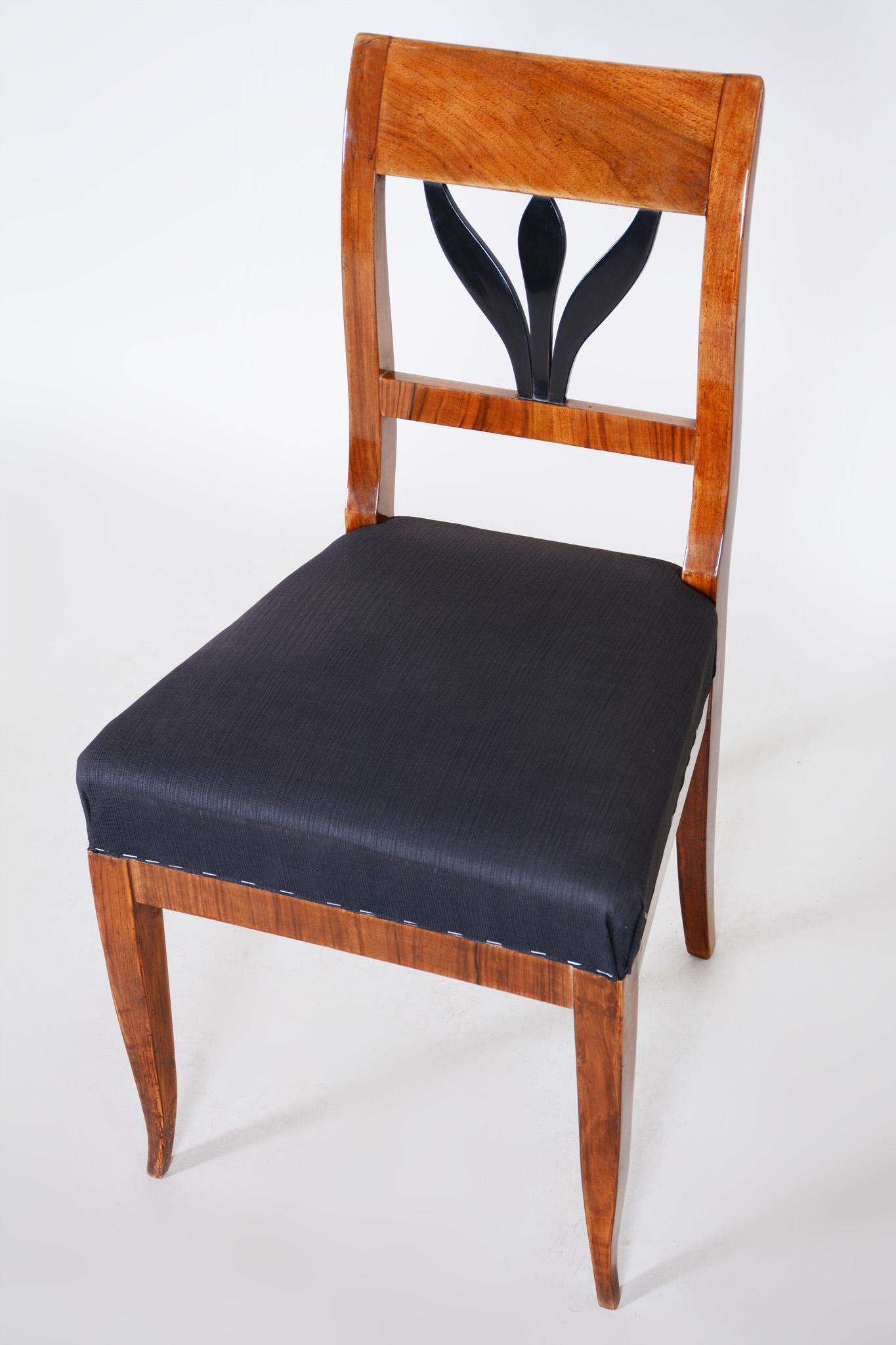 19th Century Czech Walnut Biedermeier Chair, Period 1830-1839, Restored 1