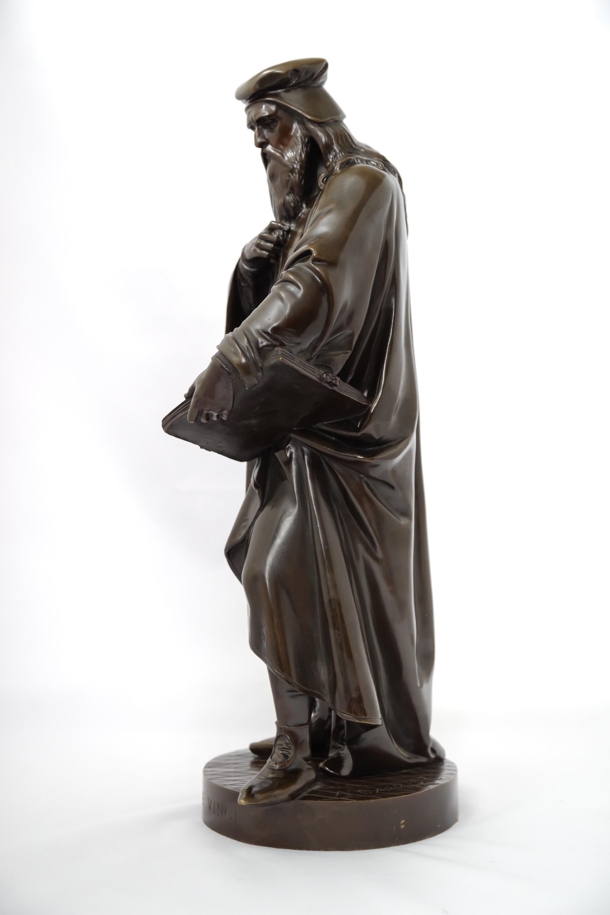 Patiné Sculptures de Da Vinci et Cellini du 19ème siècle de Carrier-Belleuse en vente