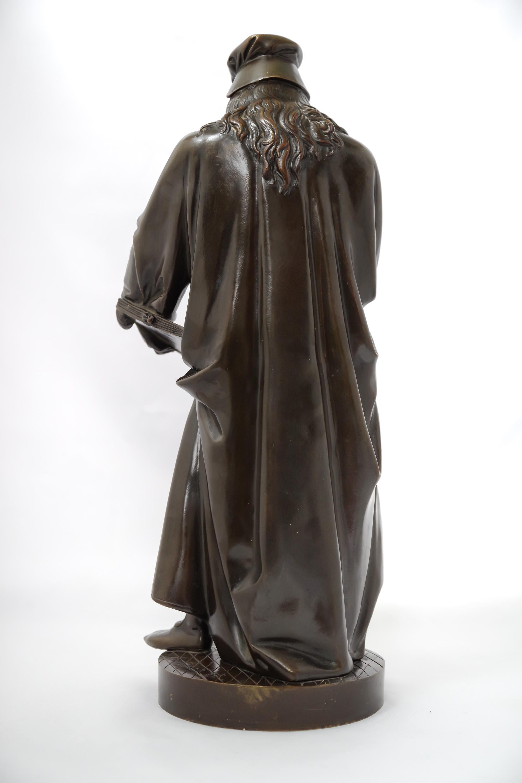 Bronze 19th Century Da Vinci and Cellini Sculptures by Carrier-Belleuse For Sale