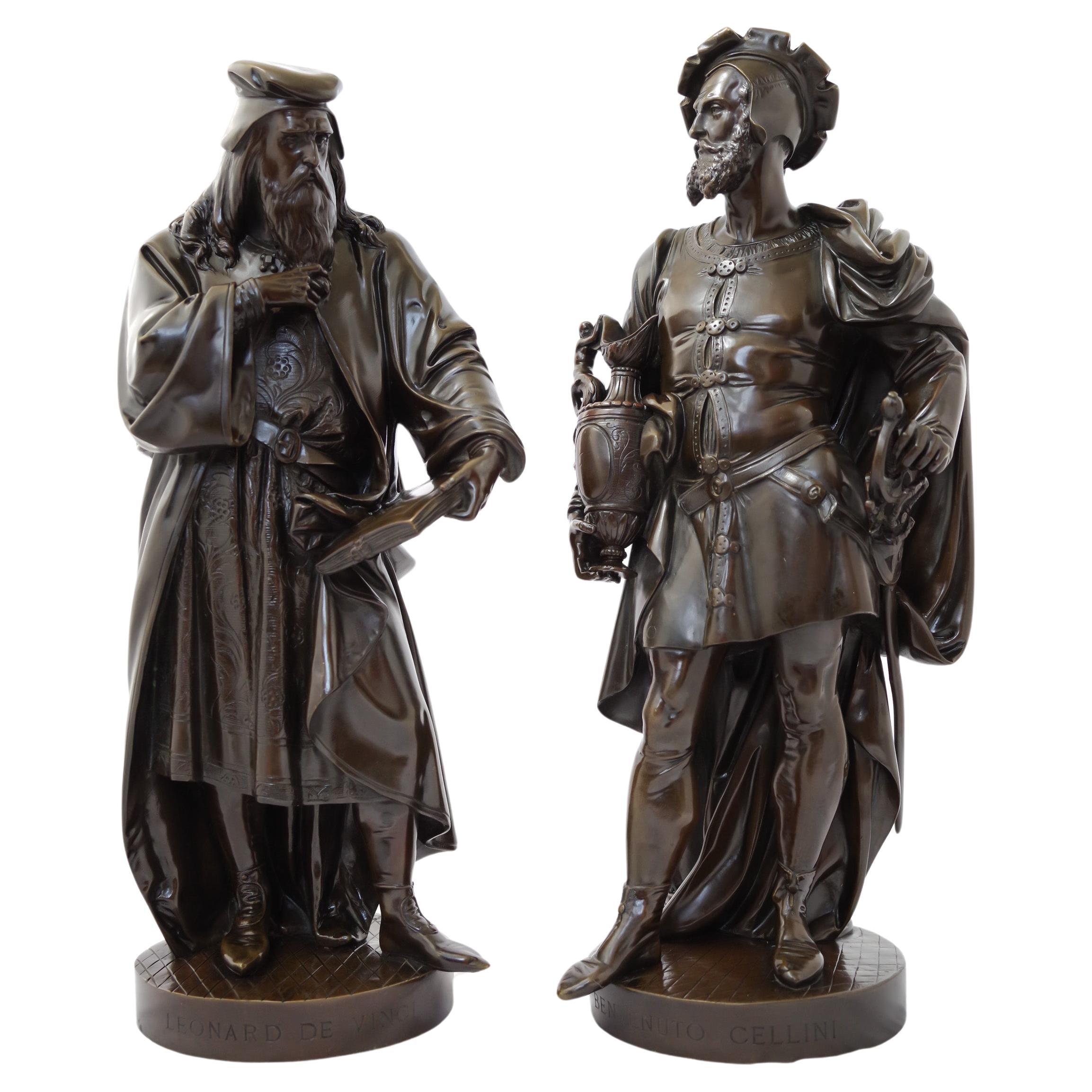 19th Century Da Vinci and Cellini Sculptures by Carrier-Belleuse