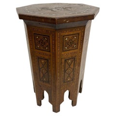 19th Century Hand-Crafted Moroccan Octagonal Inlaid Pedestal Table
