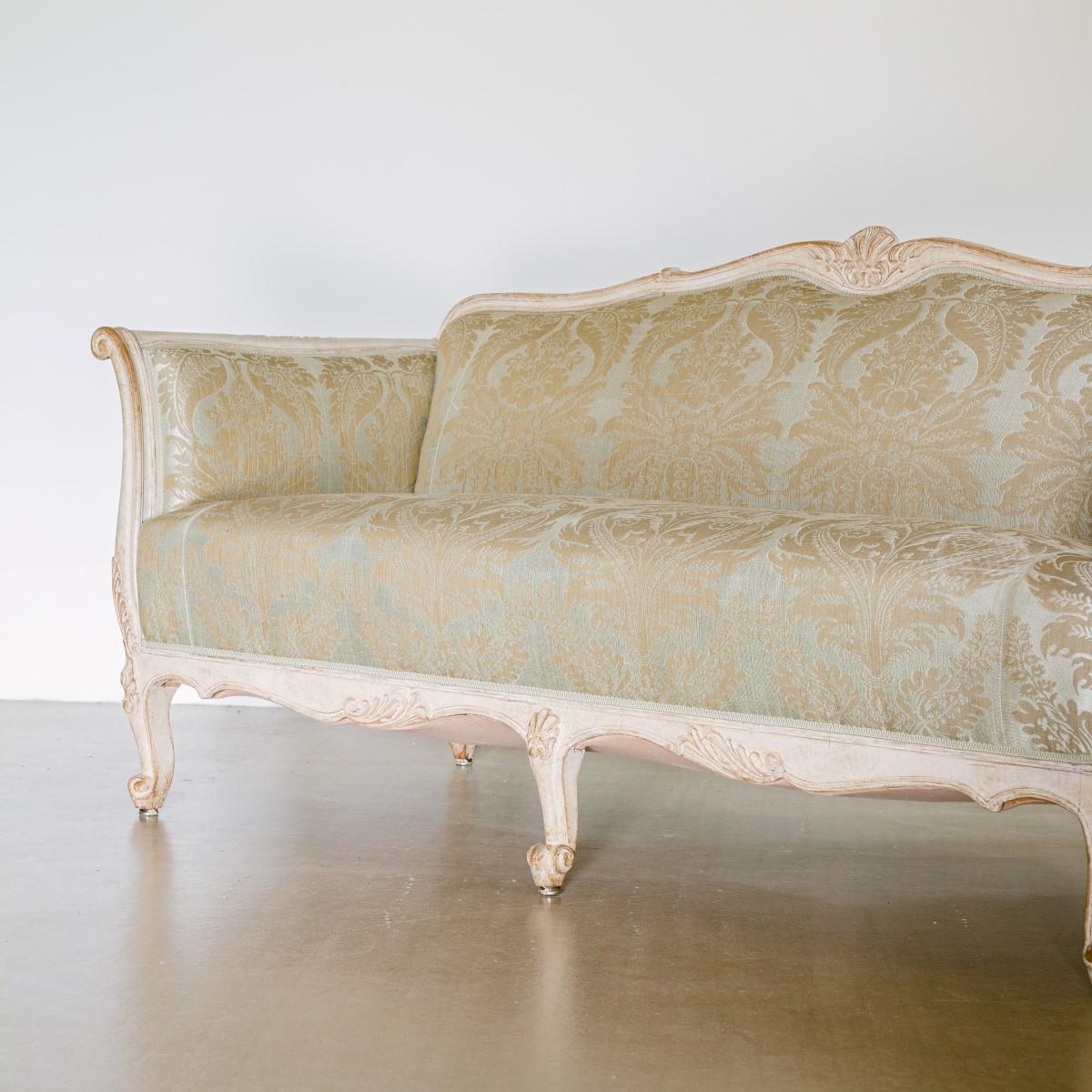 19th Century, Damask Upholstered Swedish Sofa, circa 1880 4