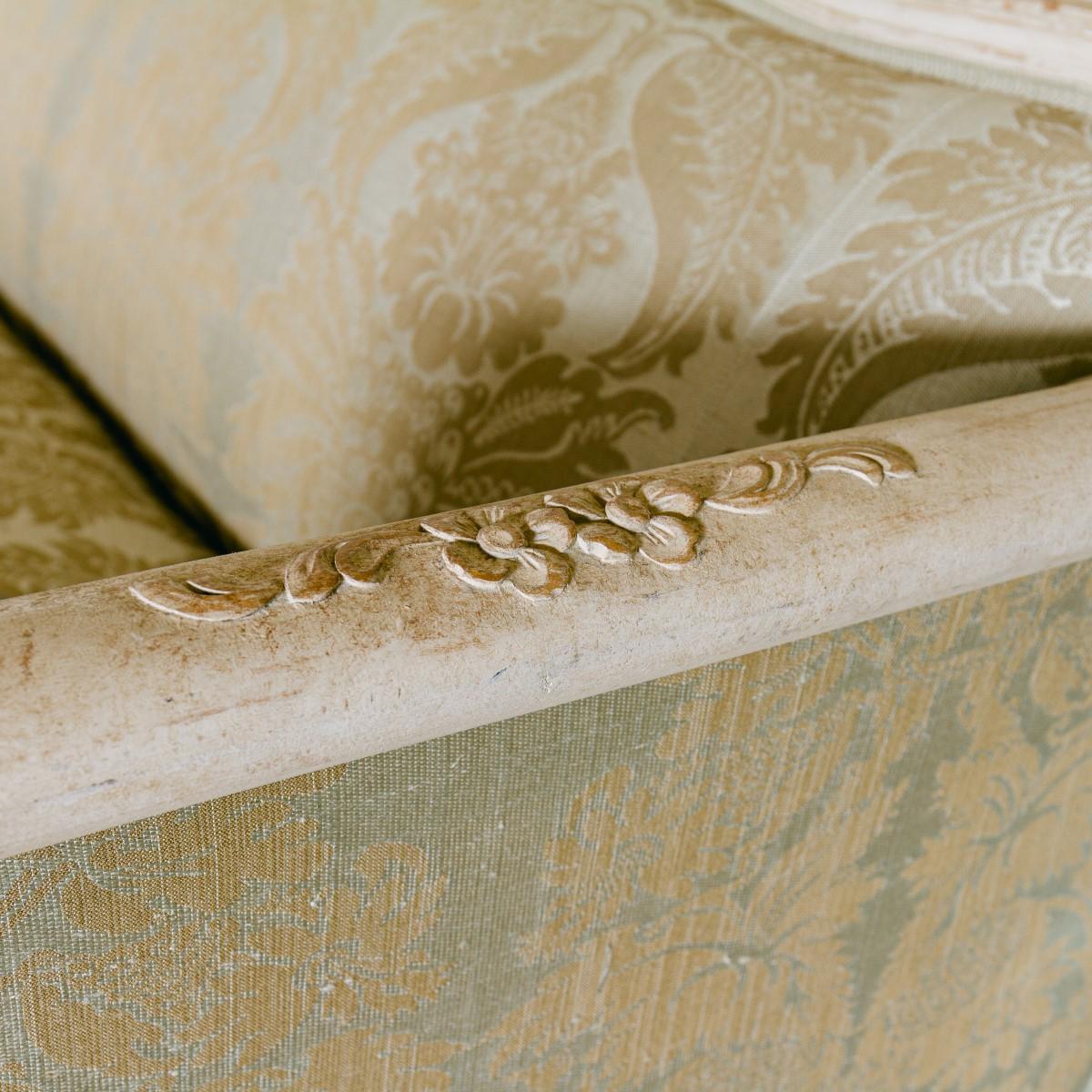 19th Century, Damask Upholstered Swedish Sofa, circa 1880 For Sale 1