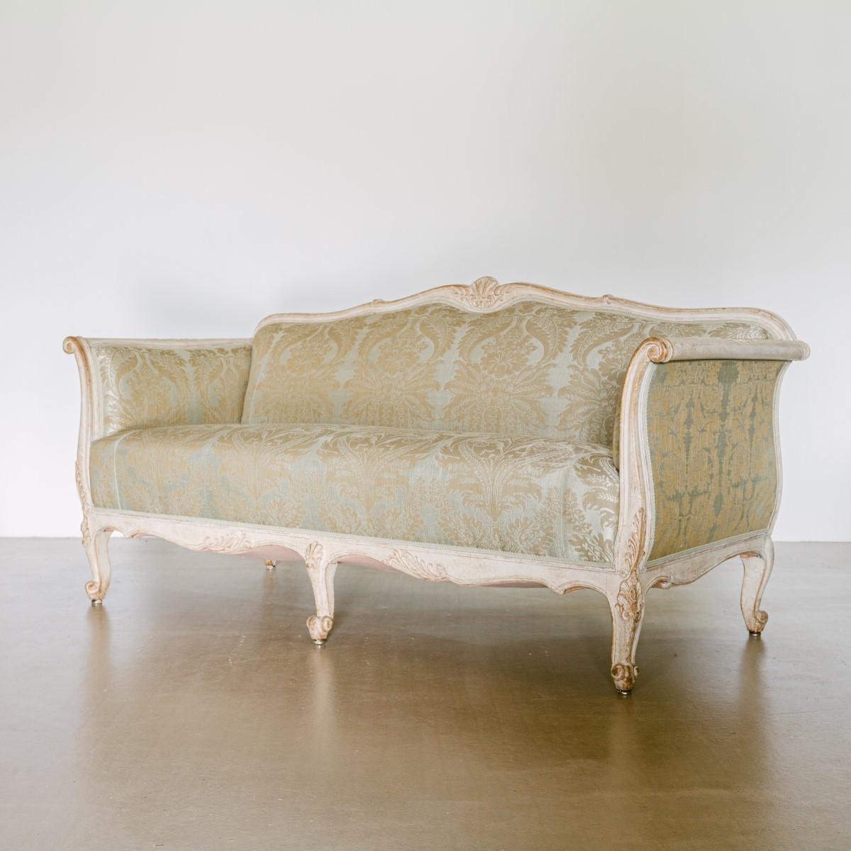 19th Century, Damask Upholstered Swedish Sofa, circa 1880 3