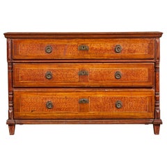 19th Century Danish 3-Drawer Painted Fruitwood Chest