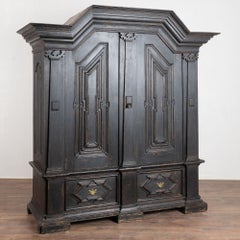 Grande armadio danese in rovere in stile barocco del XIX secolo, verniciato di nero