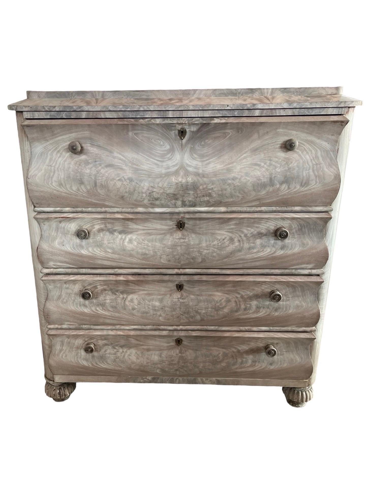 19th Century Danish Biedermeier Bleached Mahogany Secretary For Sale 1