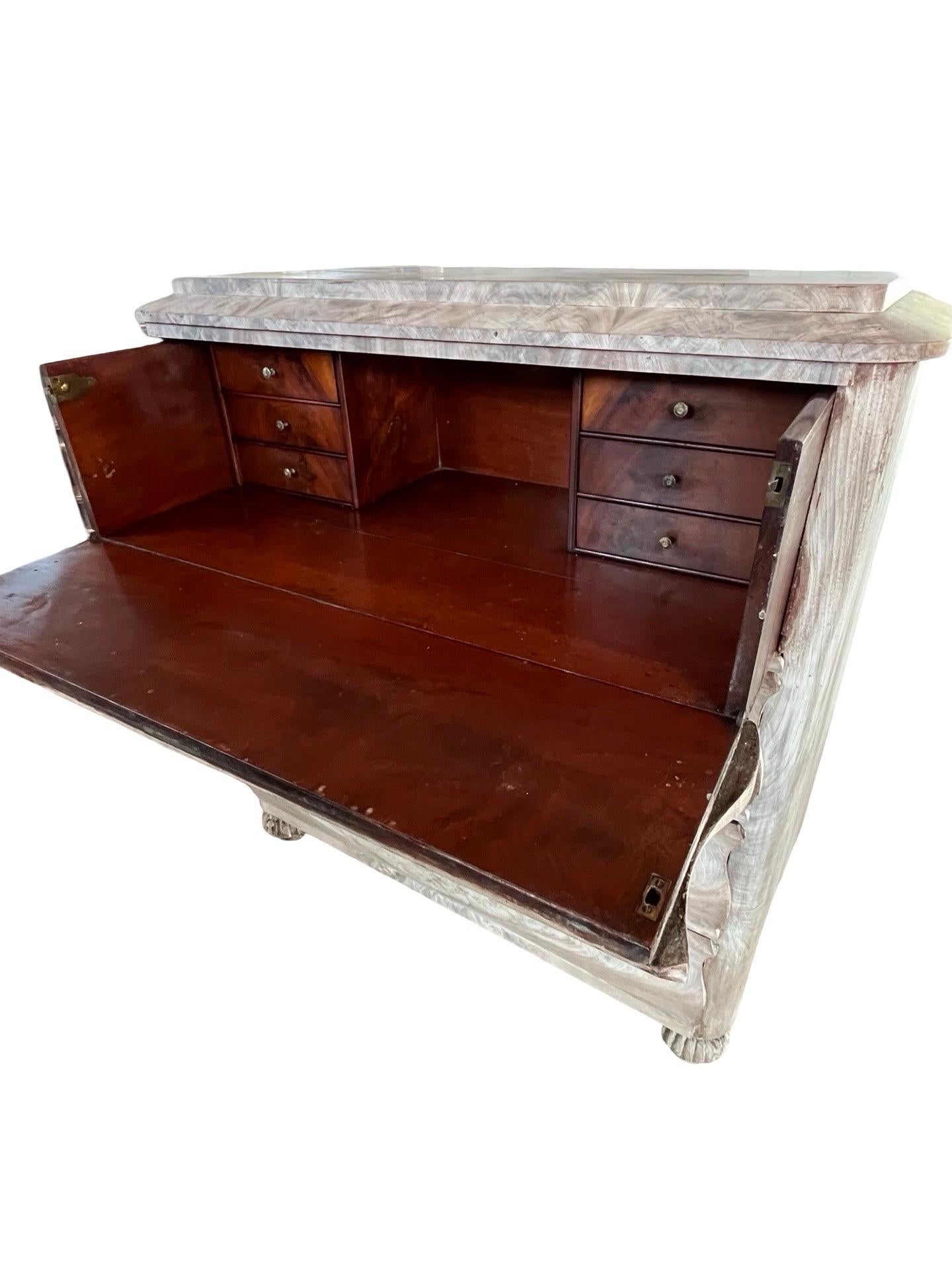 19th Century Danish Biedermeier Bleached Mahogany Secretary For Sale 4