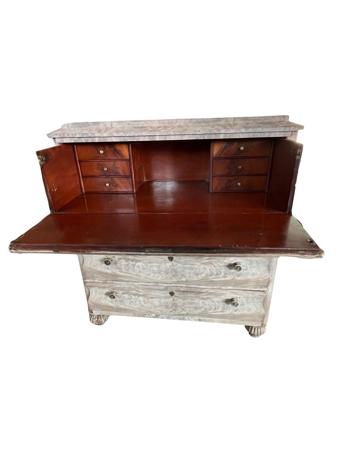 19th Century Danish Biedermeier Bleached Mahogany Secretary For Sale 5