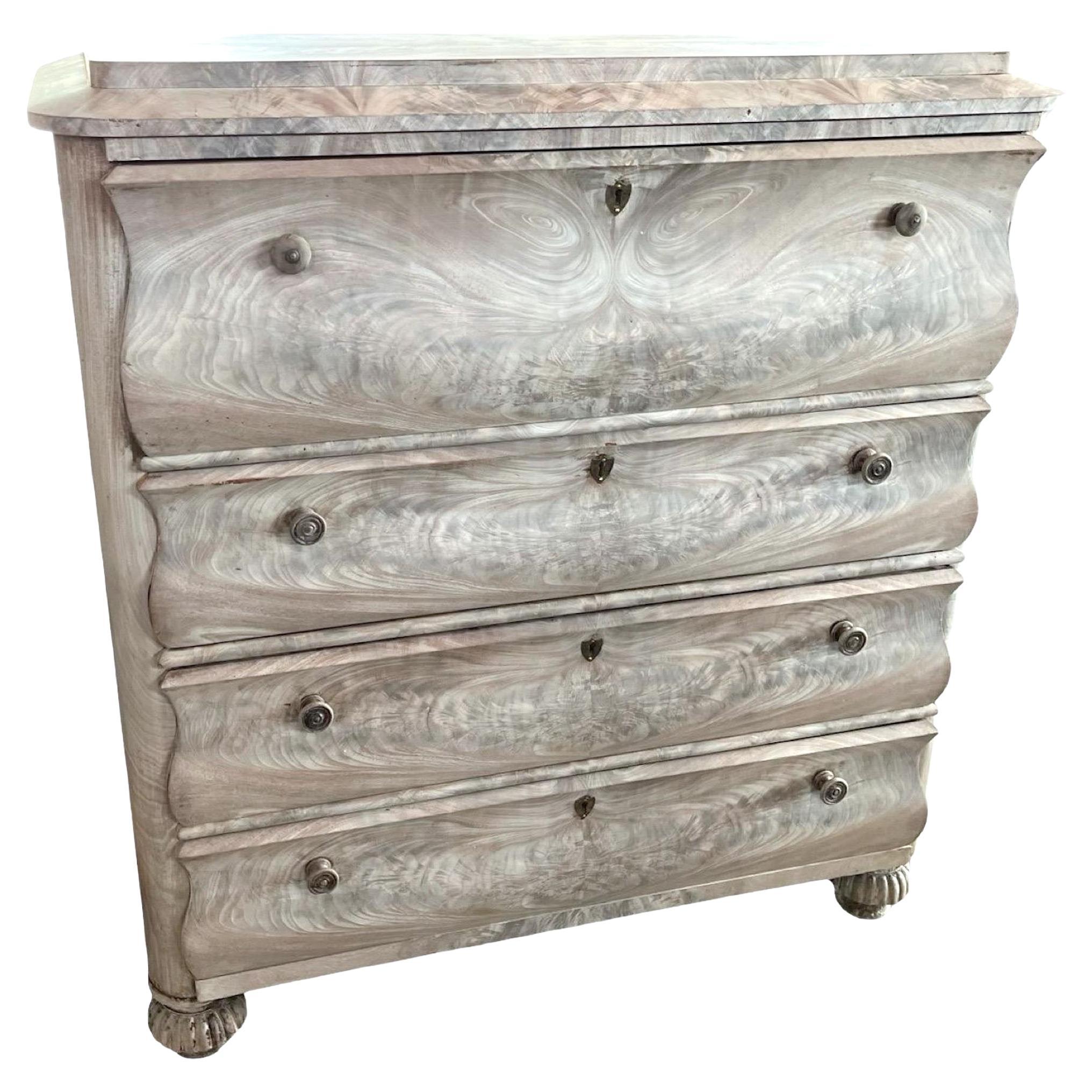 19th Century Danish Biedermeier Bleached Mahogany Secretary For Sale