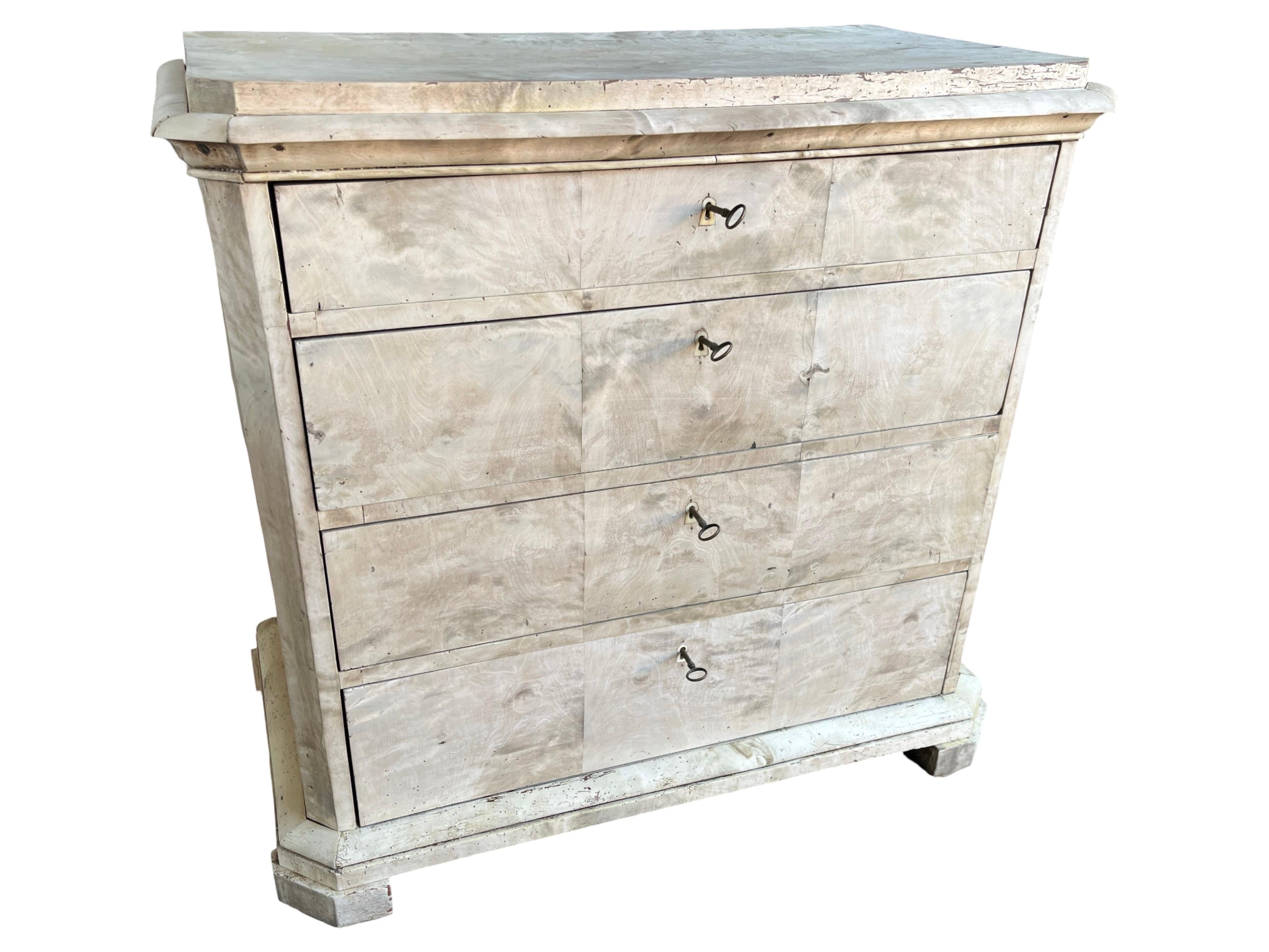 Danese Cassettone danese Biedermeier in acero sbiancato del XIX secolo in vendita