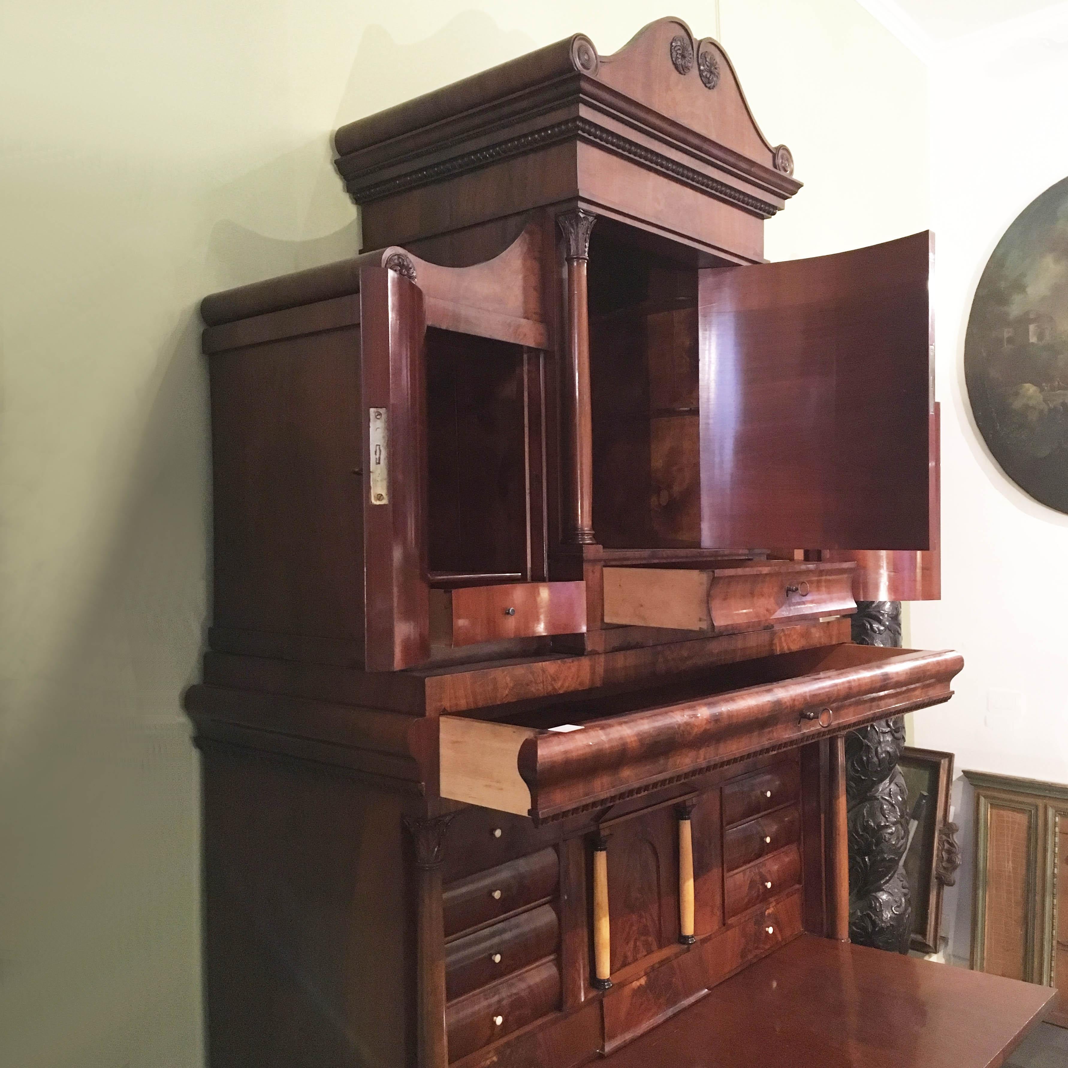 19th Century Danish Biedermeier Mahogany Secretary Desk with Fall-Front For Sale 8