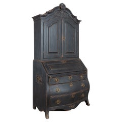 19th Century Danish Black Painted Oak Secretary Bureau