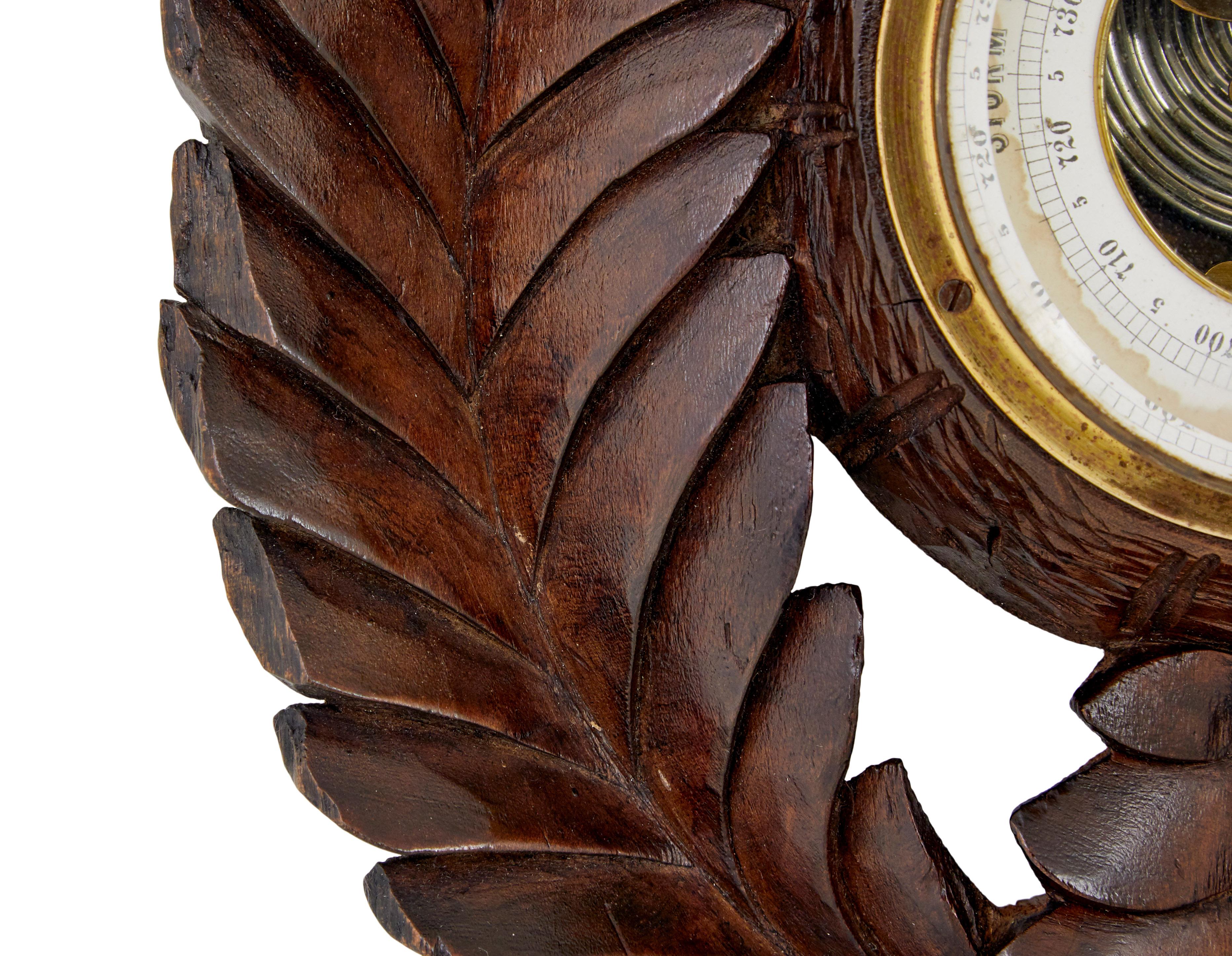 Victorian 19th century danish carved walnut barometer For Sale