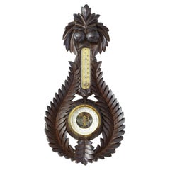 19th Century Danish Carved Walnut Barometer