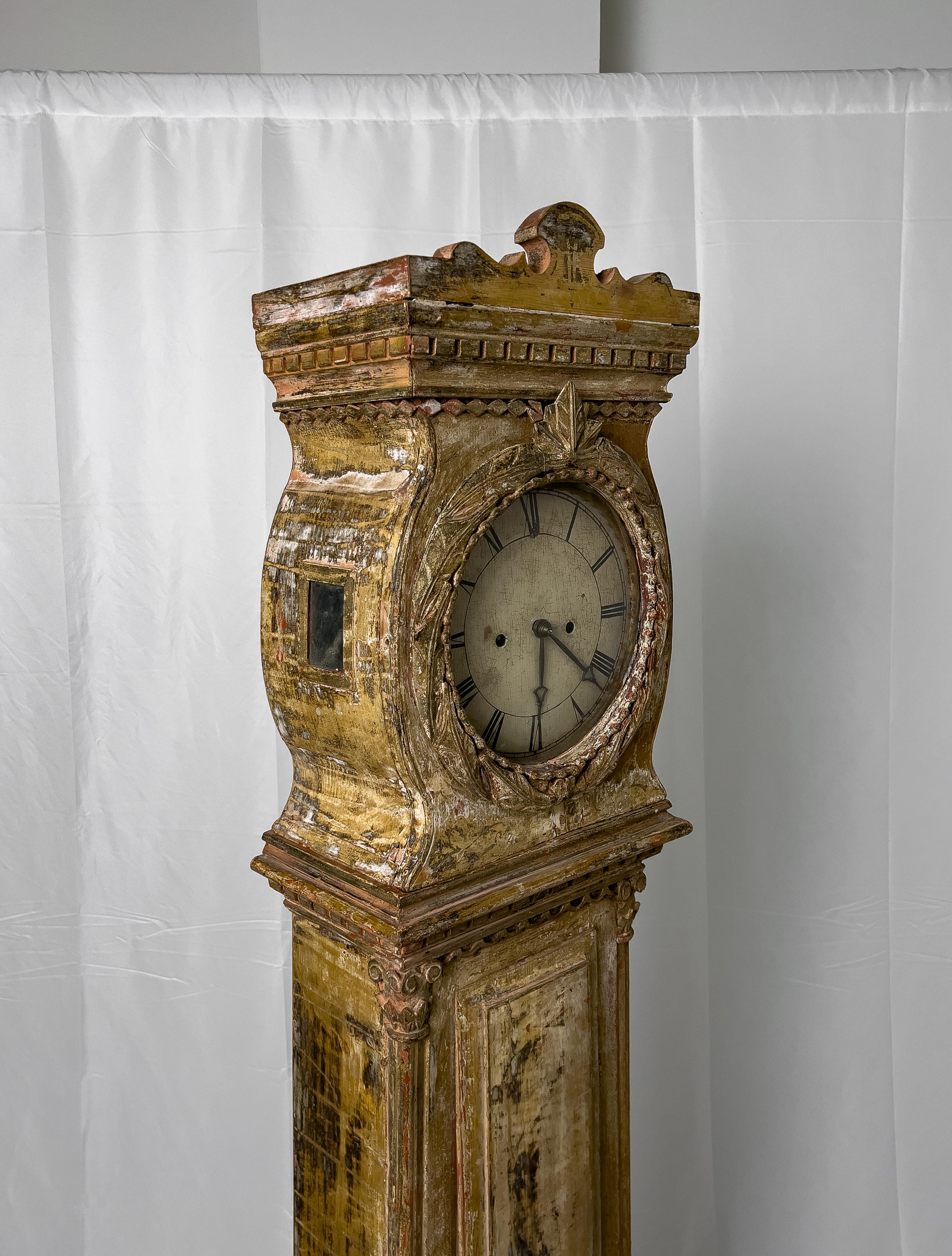 19th Century Painted Danish Grandfather Clock 2