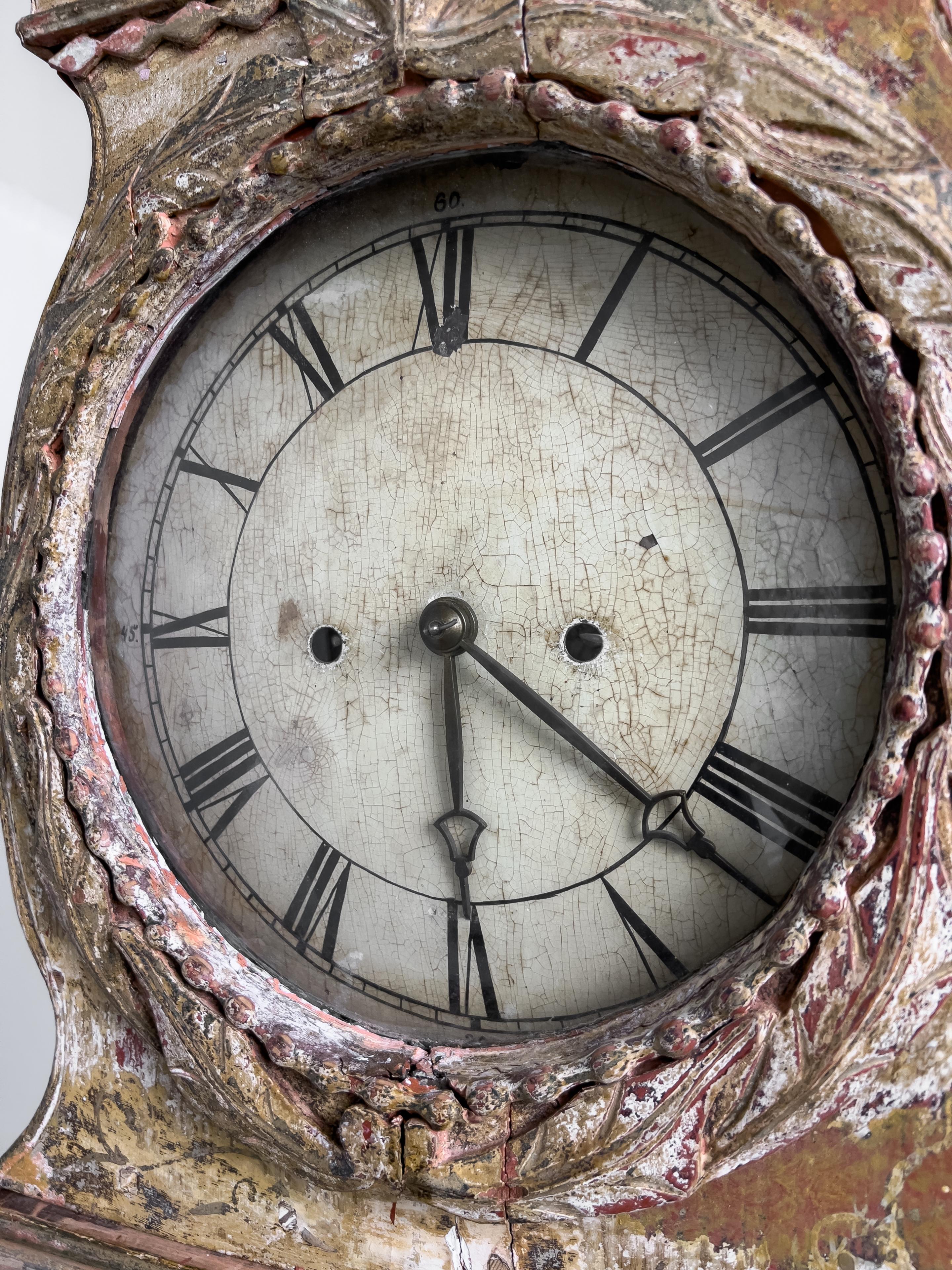 19th Century Painted Danish Grandfather Clock 10