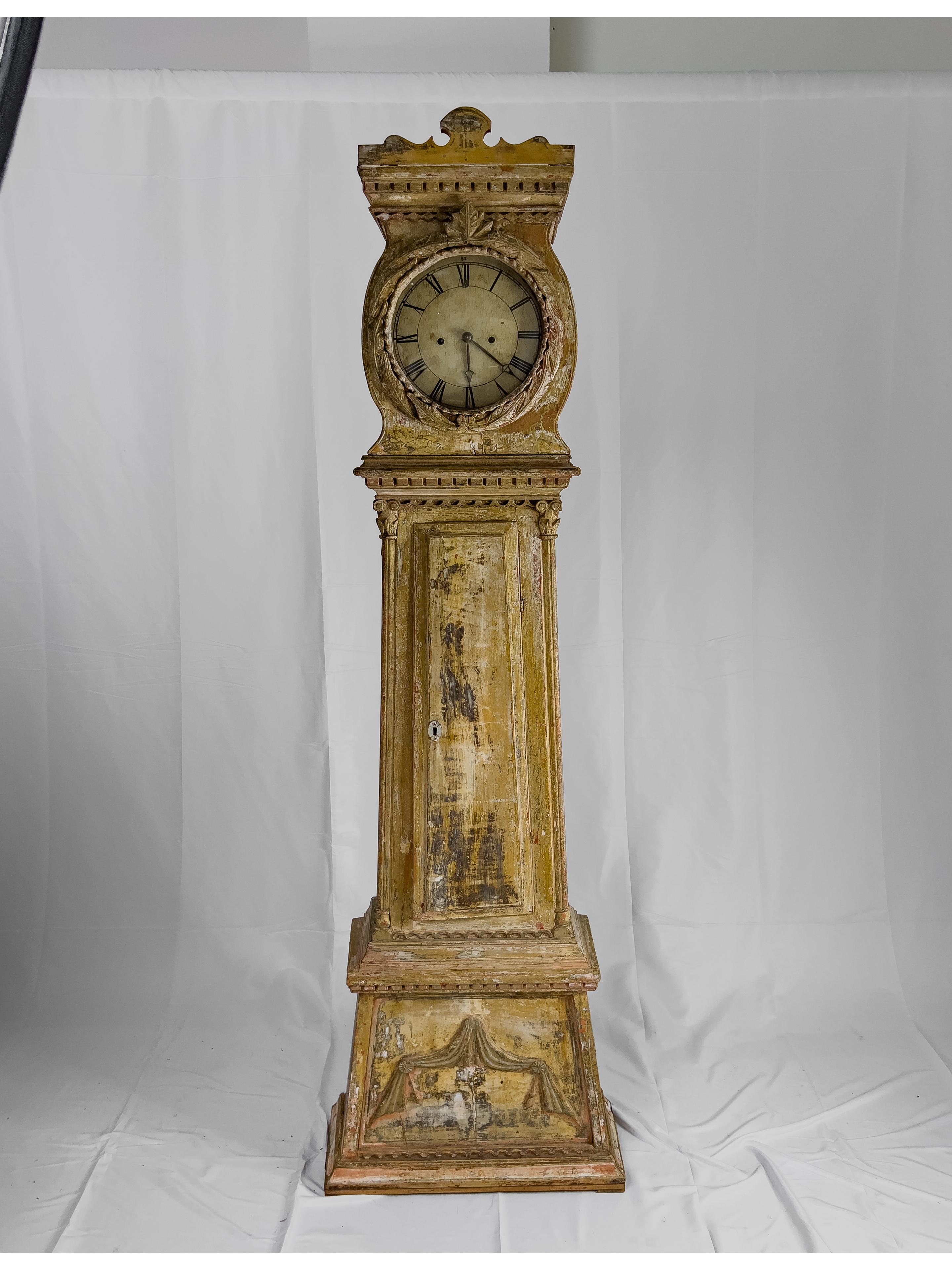 Metal 19th Century Painted Danish Grandfather Clock