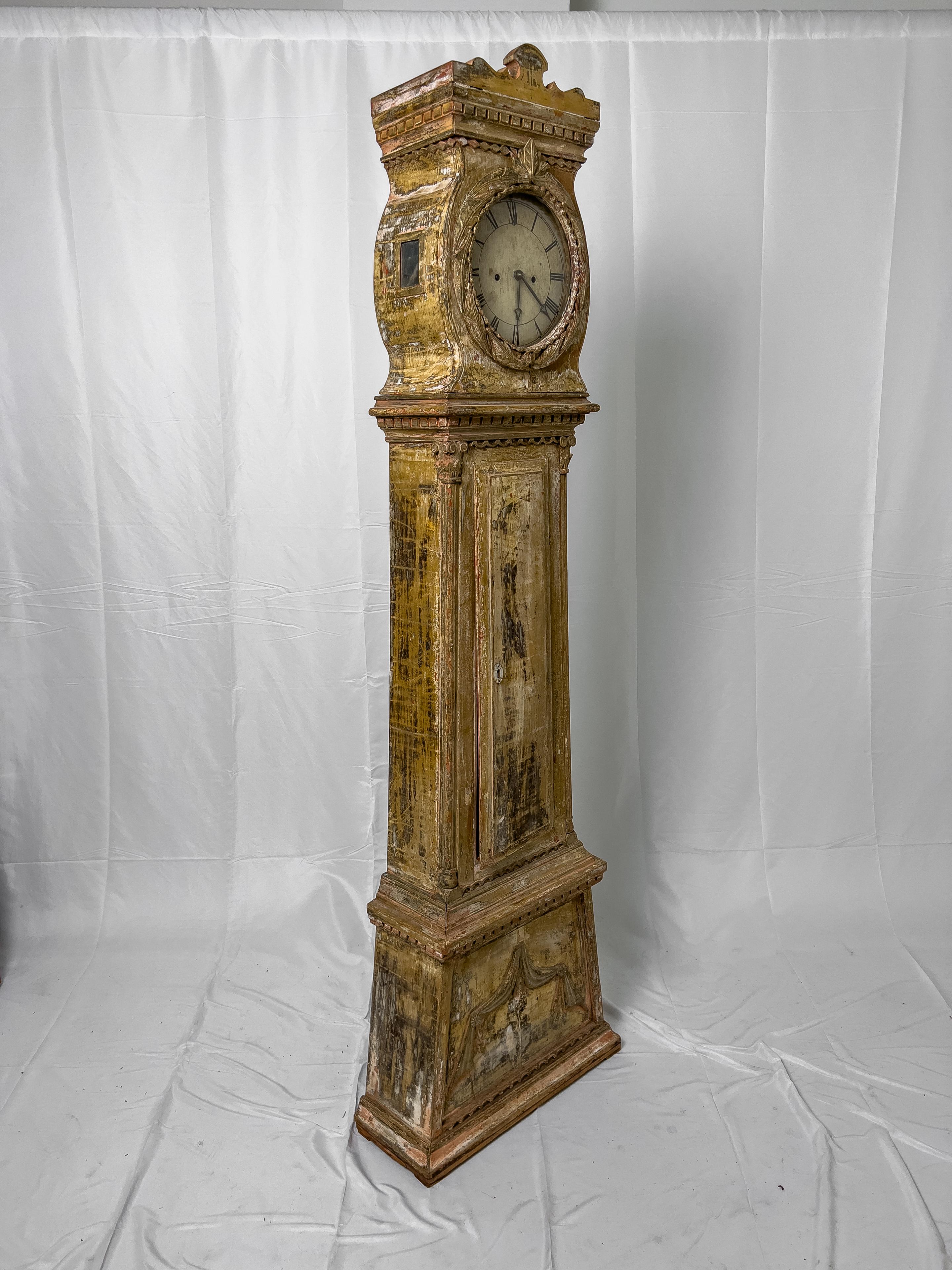 19th Century Painted Danish Grandfather Clock 1