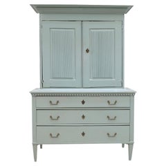 19th Century Danish Gustavian Pine Dining Cabinet, Antique Scandinavian Wardrobe