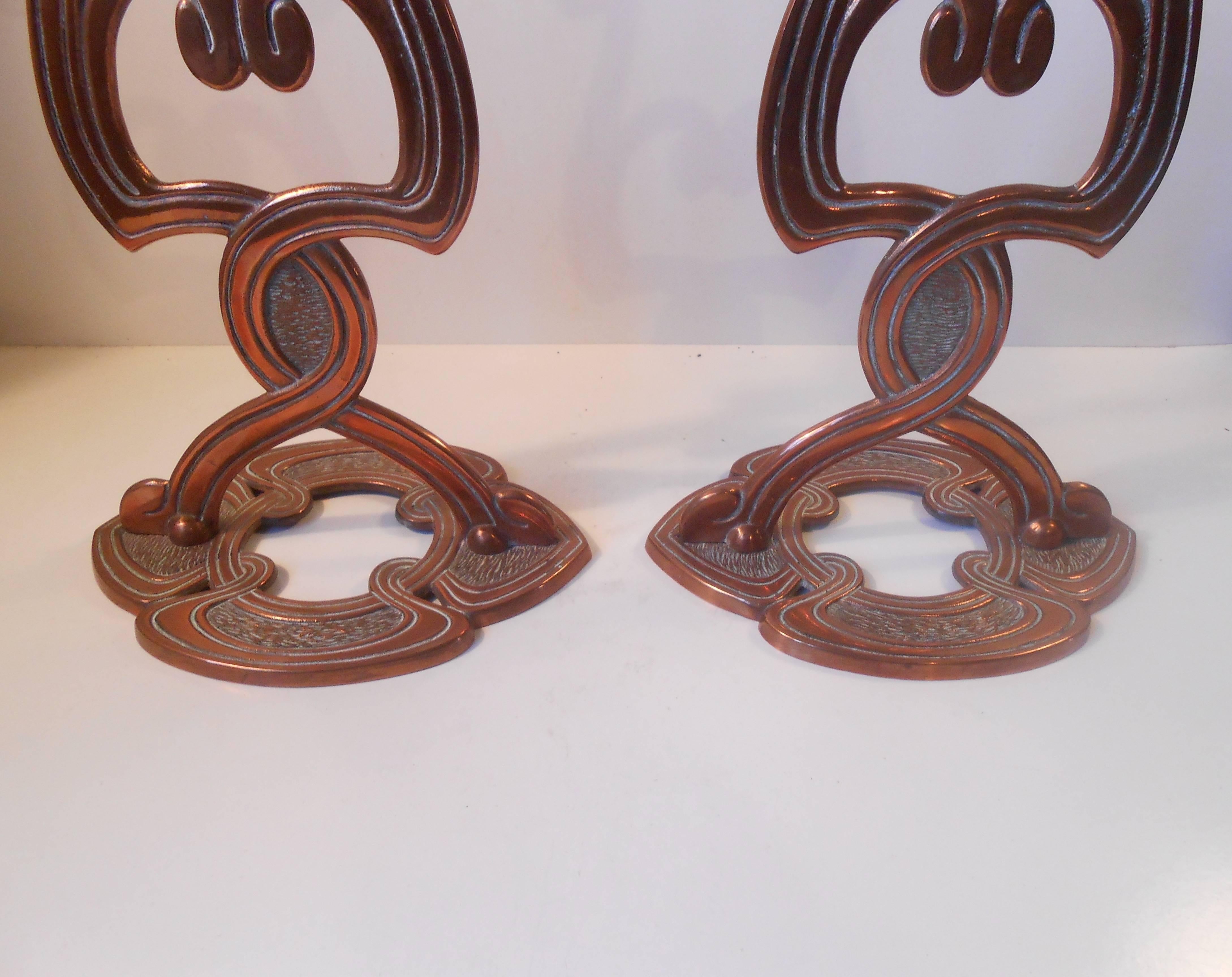 19th Century Danish Jugend Copper Candelabras In Good Condition For Sale In Esbjerg, DK