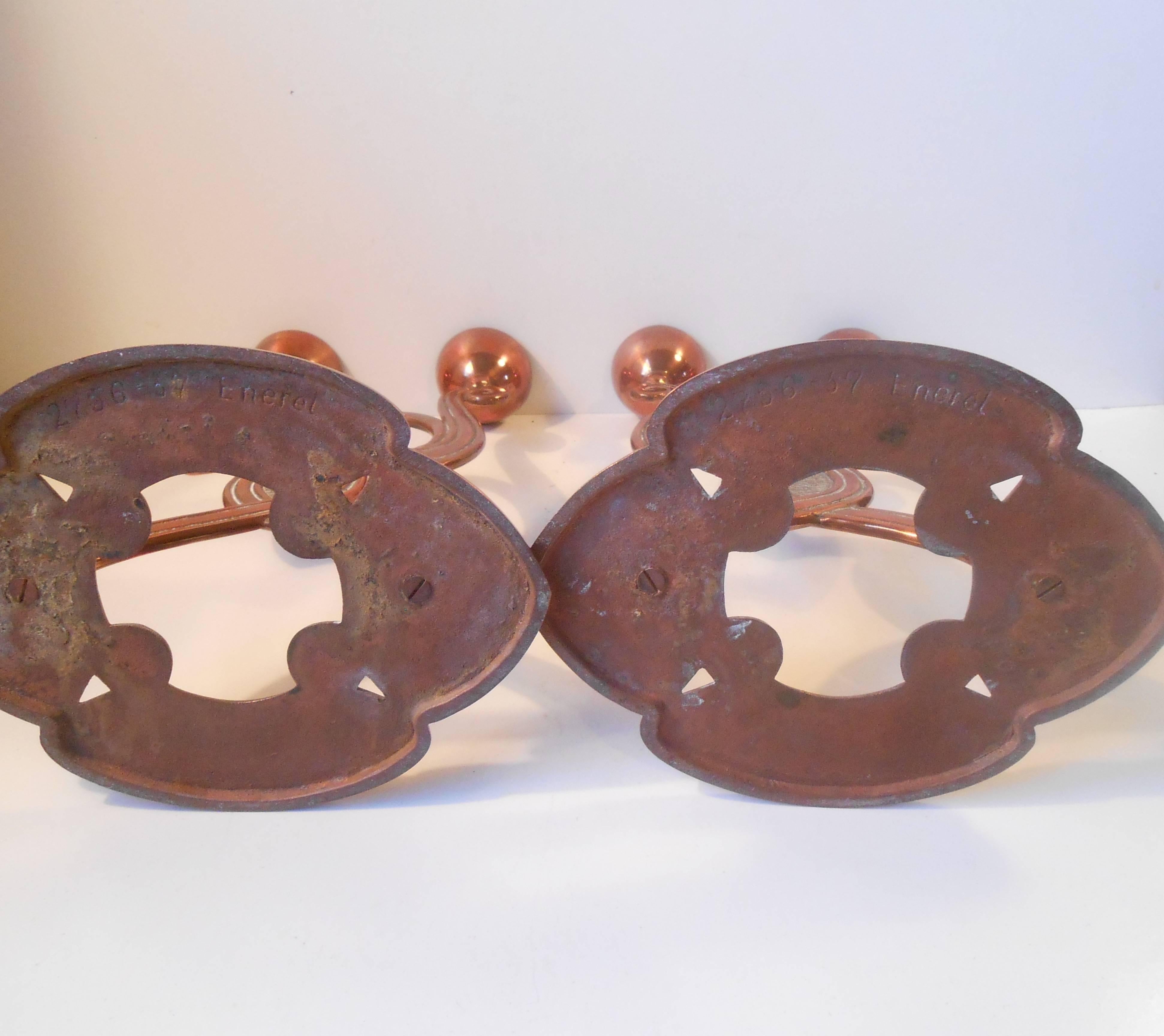 19th Century Danish Jugend Copper Candelabras For Sale 3