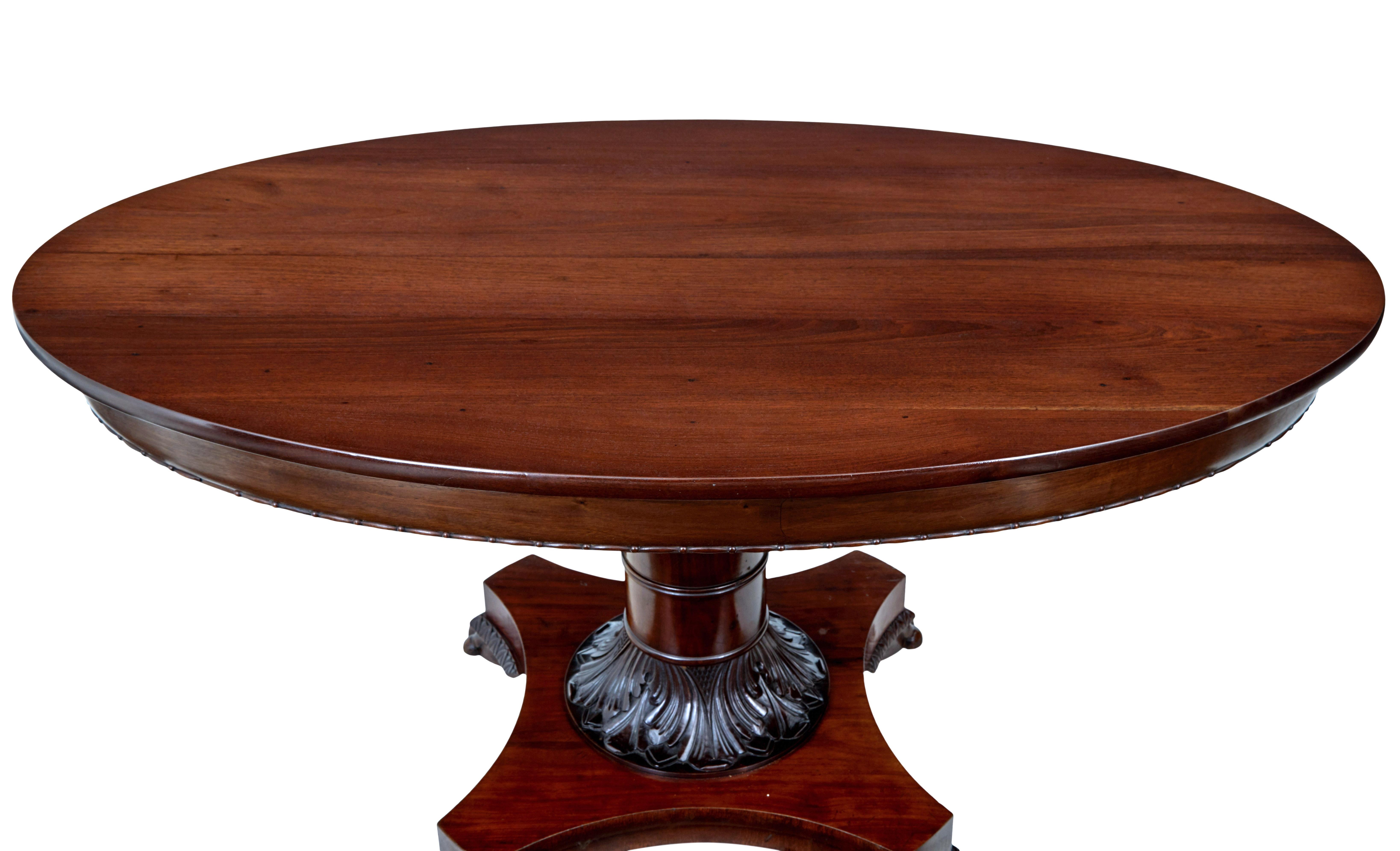 19th Century Danish Mahogany Oval Center Table 3