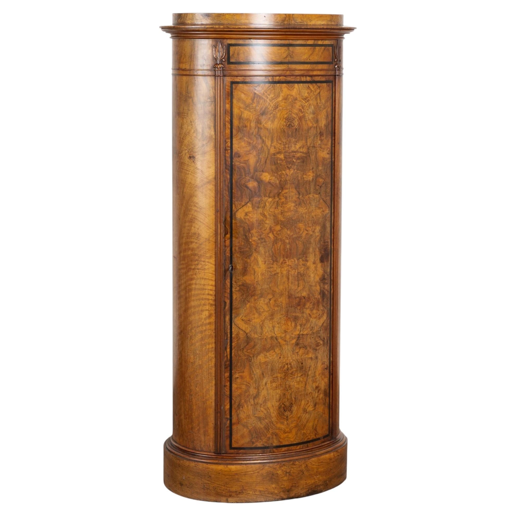 19th Century Danish Mahogany Veneer Column Cabinet with Single Door