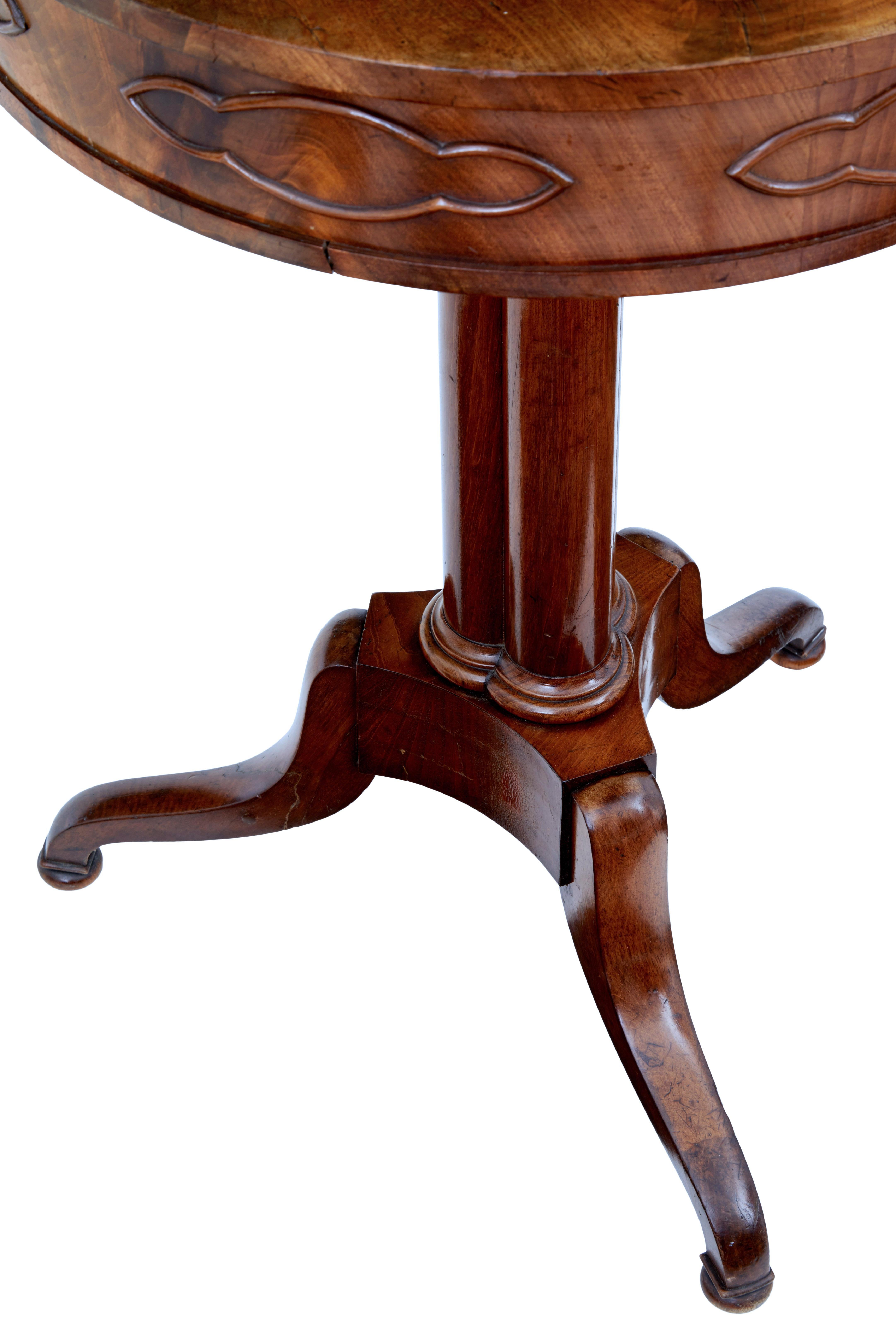 Woodwork 19th Century Danish Mahogany Work Occasional Table