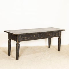19th Century Danish Oak Library Table Console Table Painted Black