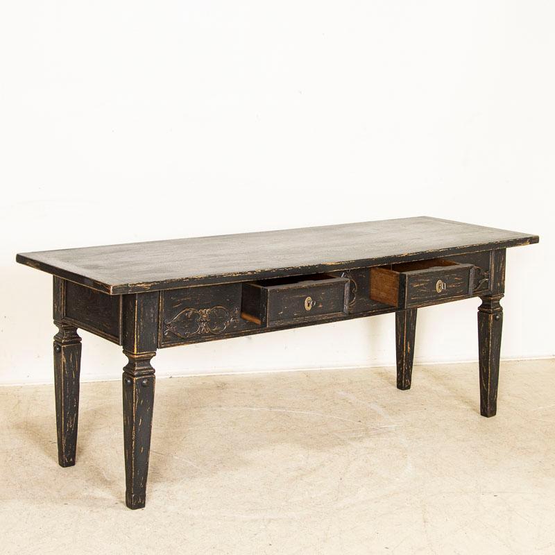 19th Century Danish Oak Library Table Console Table Painted Black In Good Condition In Round Top, TX