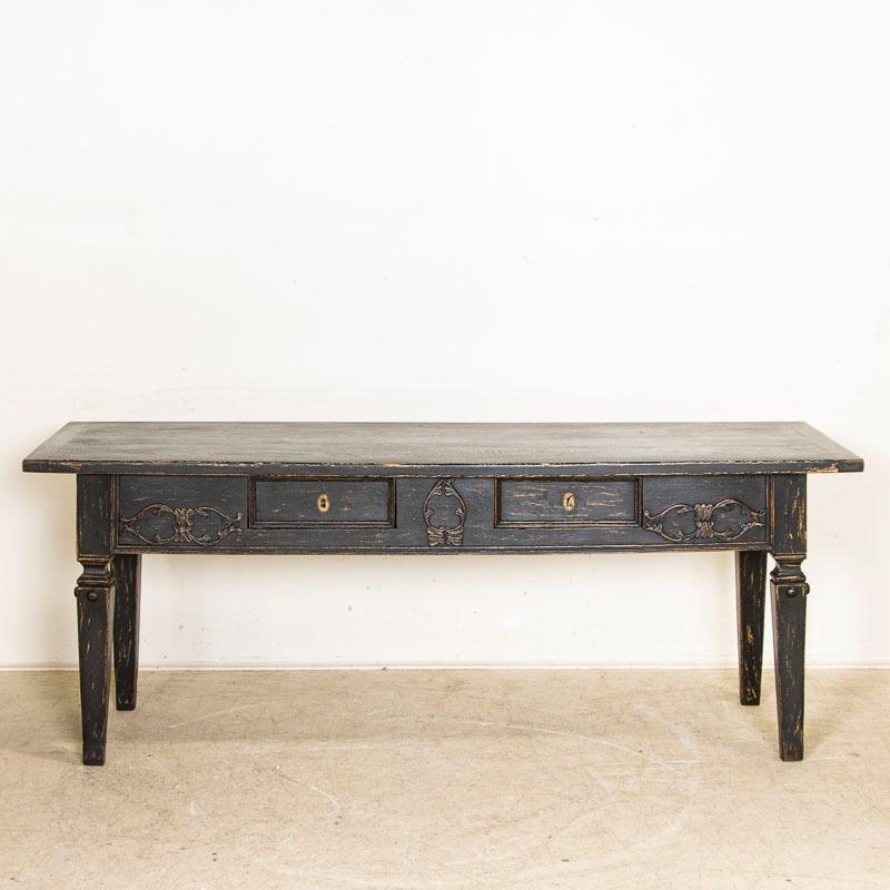Wood 19th Century Danish Oak Library Table Console Table Painted Black