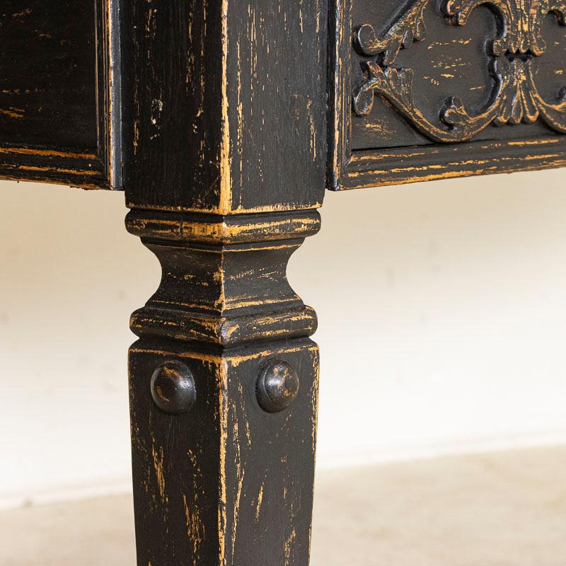 19th Century Danish Oak Library Table Console Table Painted Black 3