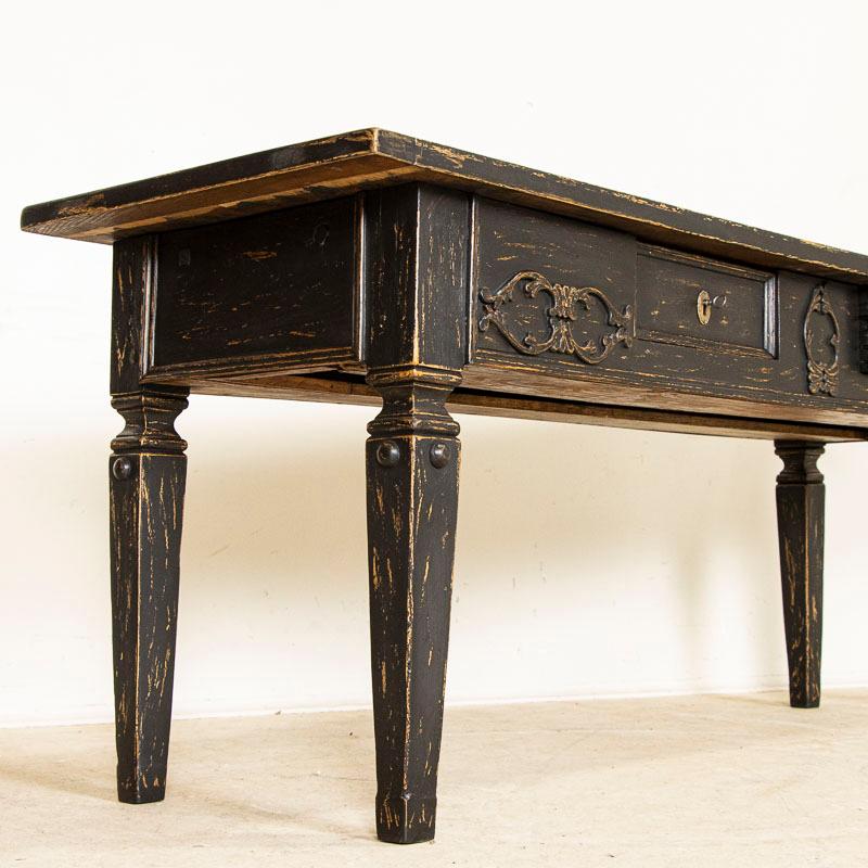 19th Century Danish Oak Library Table Console Table Painted Black 4